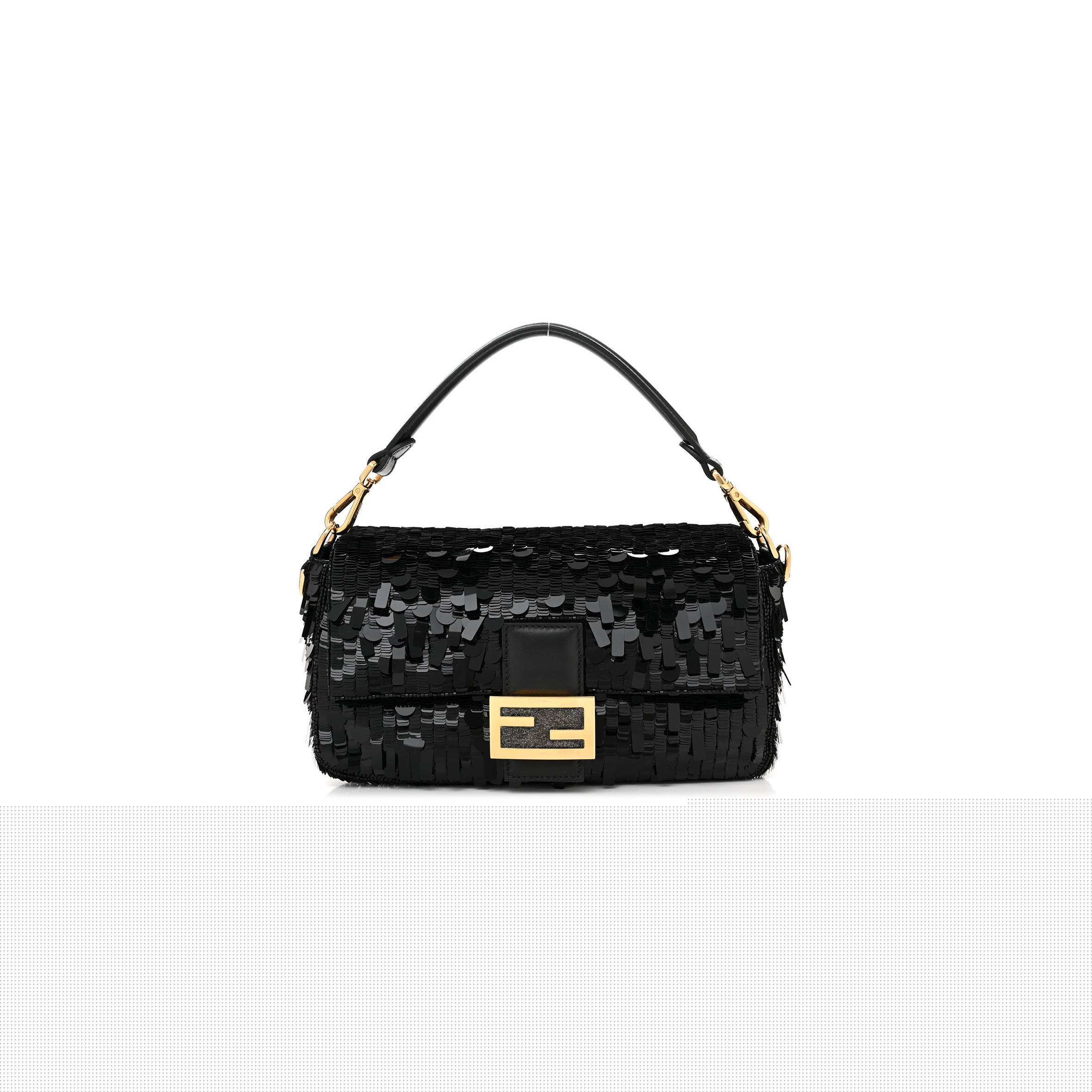 F**di sequin paillettes shiny nappa sex and the city baguette black (27*15*6cm)