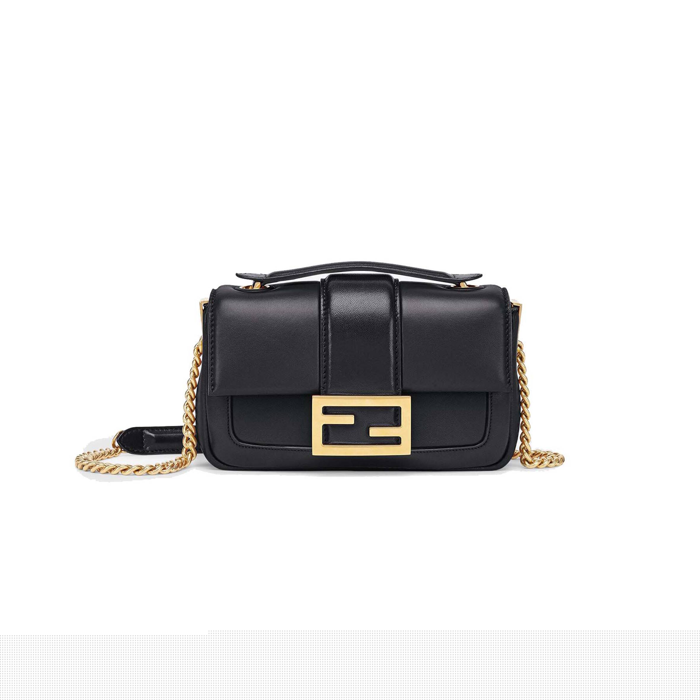 F**di mini baguette chain - black nappa leather bag 8bs045acnxf15zw (19*11.5*4cm)