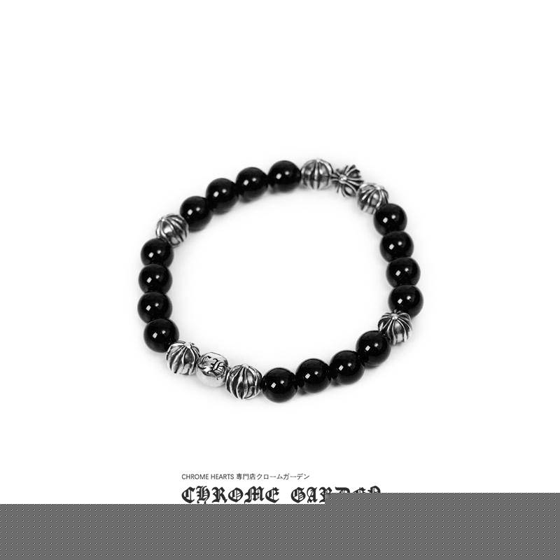 CHROME HEARTS ONYX BEAD BRACELET 8MM (8 SILVER BEADS)