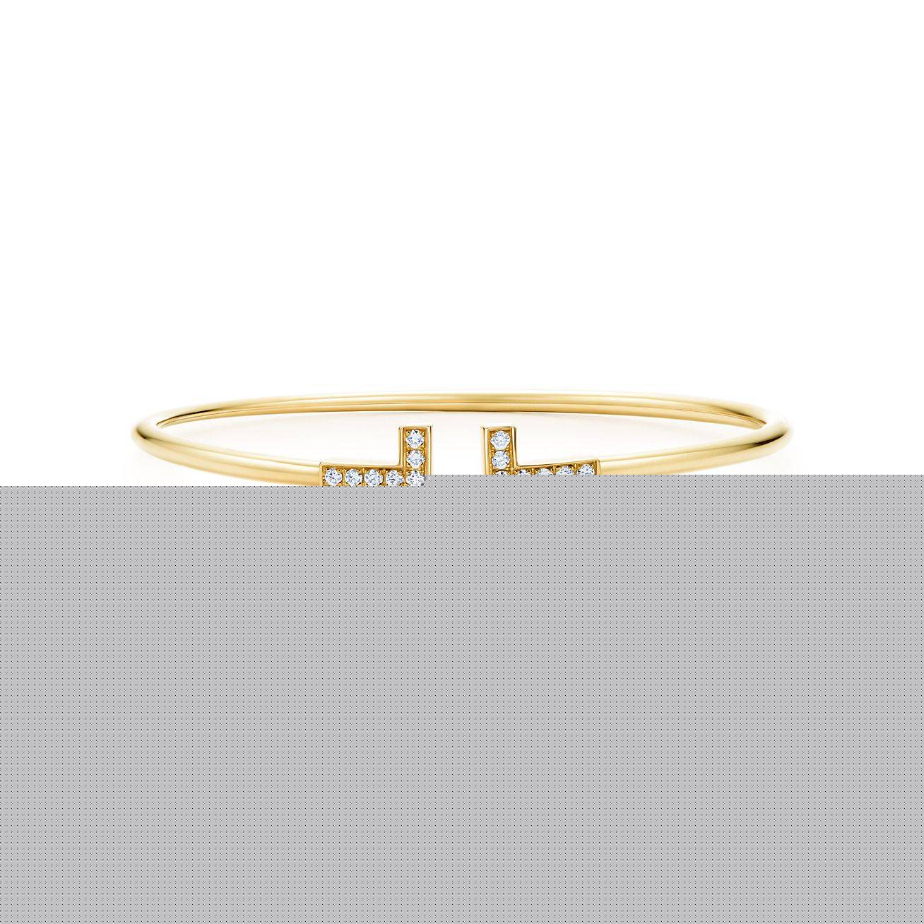 T*f*ny t diamond wire bracelet in 18k gold