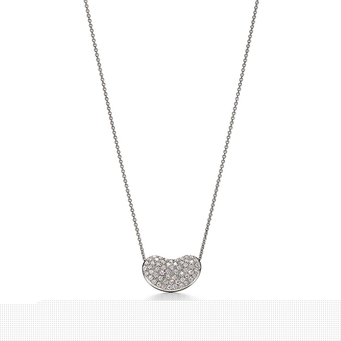 T*f*ny elsa peretti® bean® design pendant in platinum with pavÉ diamonds, 18 mm