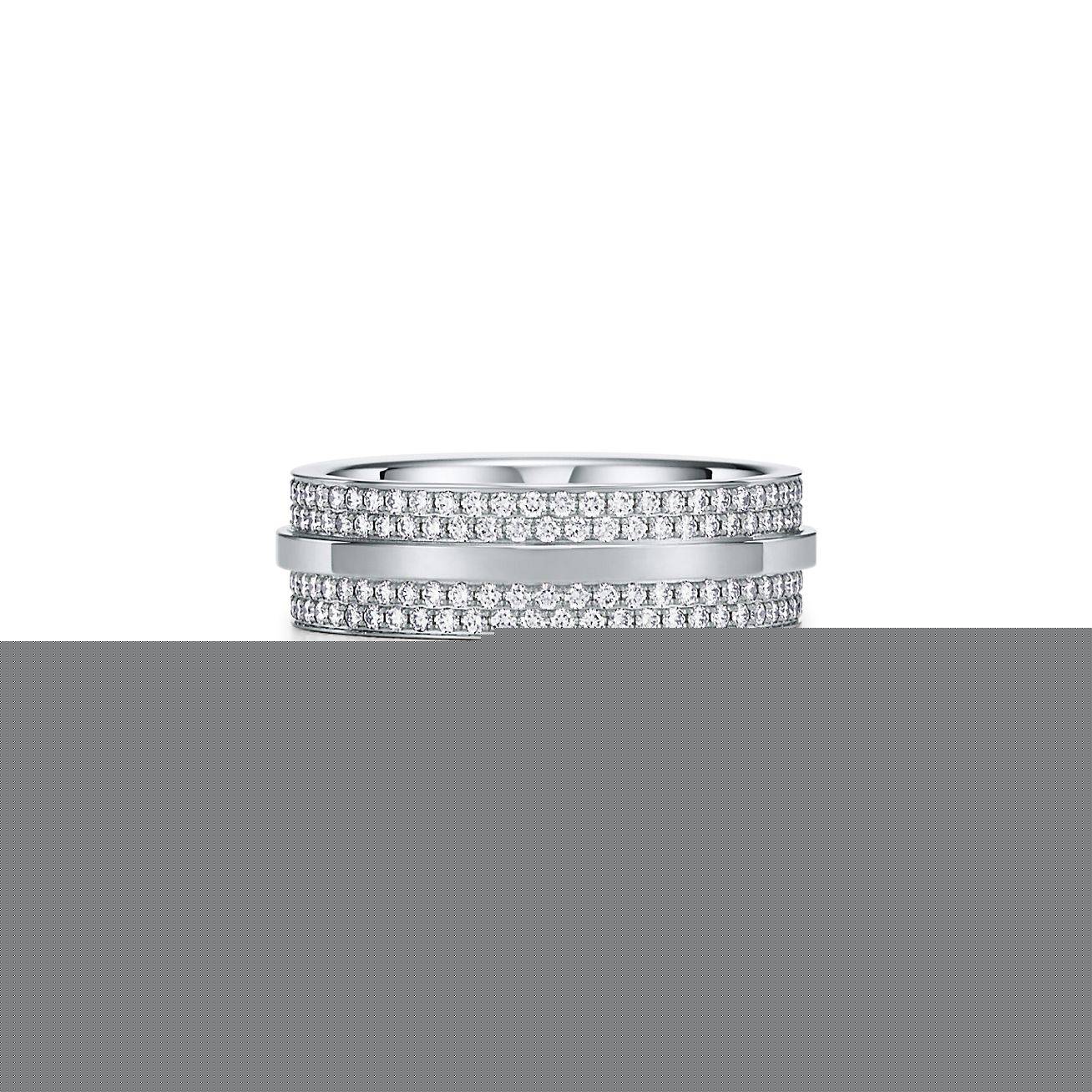 T*f*ny t wide pavÉ diamond ring in 18k white gold