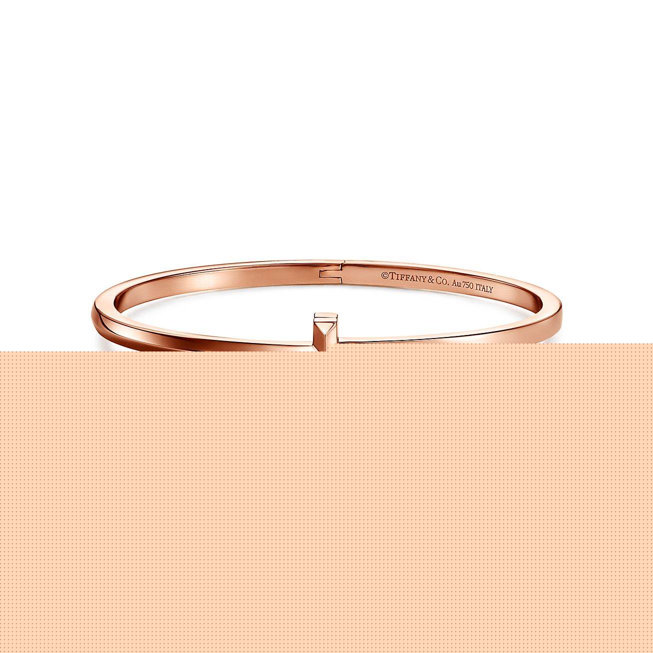 T*f*ny t t1 hinged bangle in rose gold, narrow