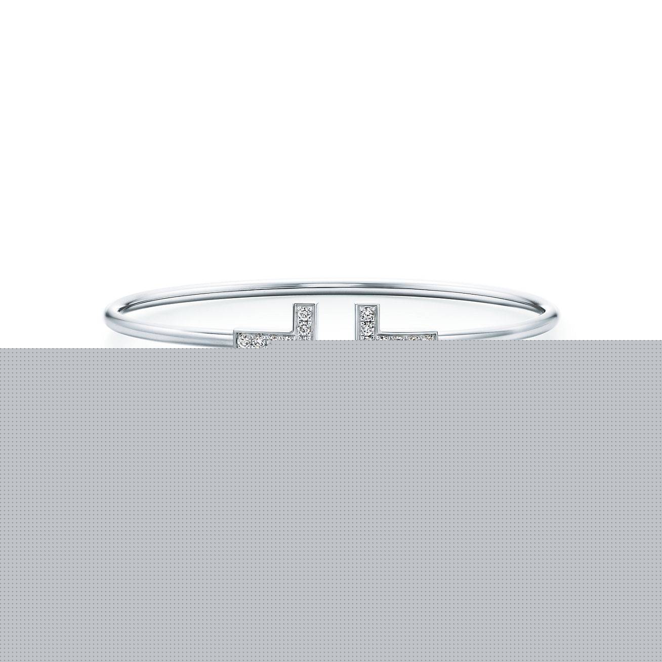 T*f*ny t diamond wire bracelet in 18k white gold