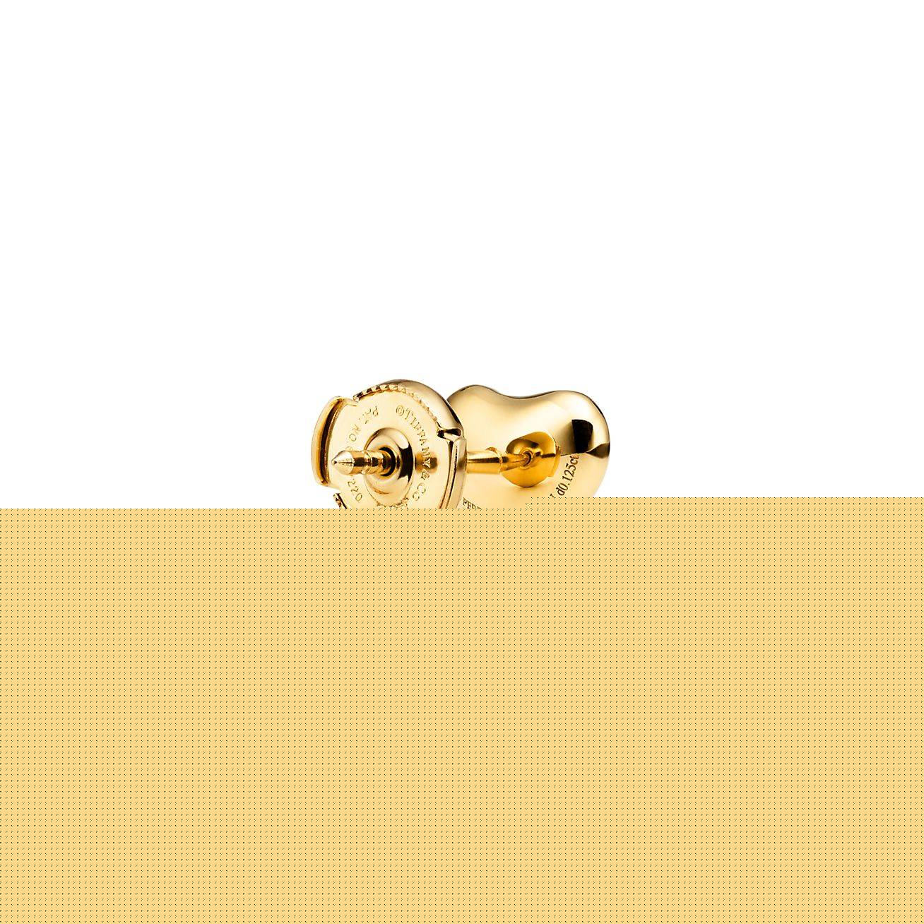 T*f*ny elsa peretti® bean® design earrings in yellow gold with pavÉ diamonds, 9 mm