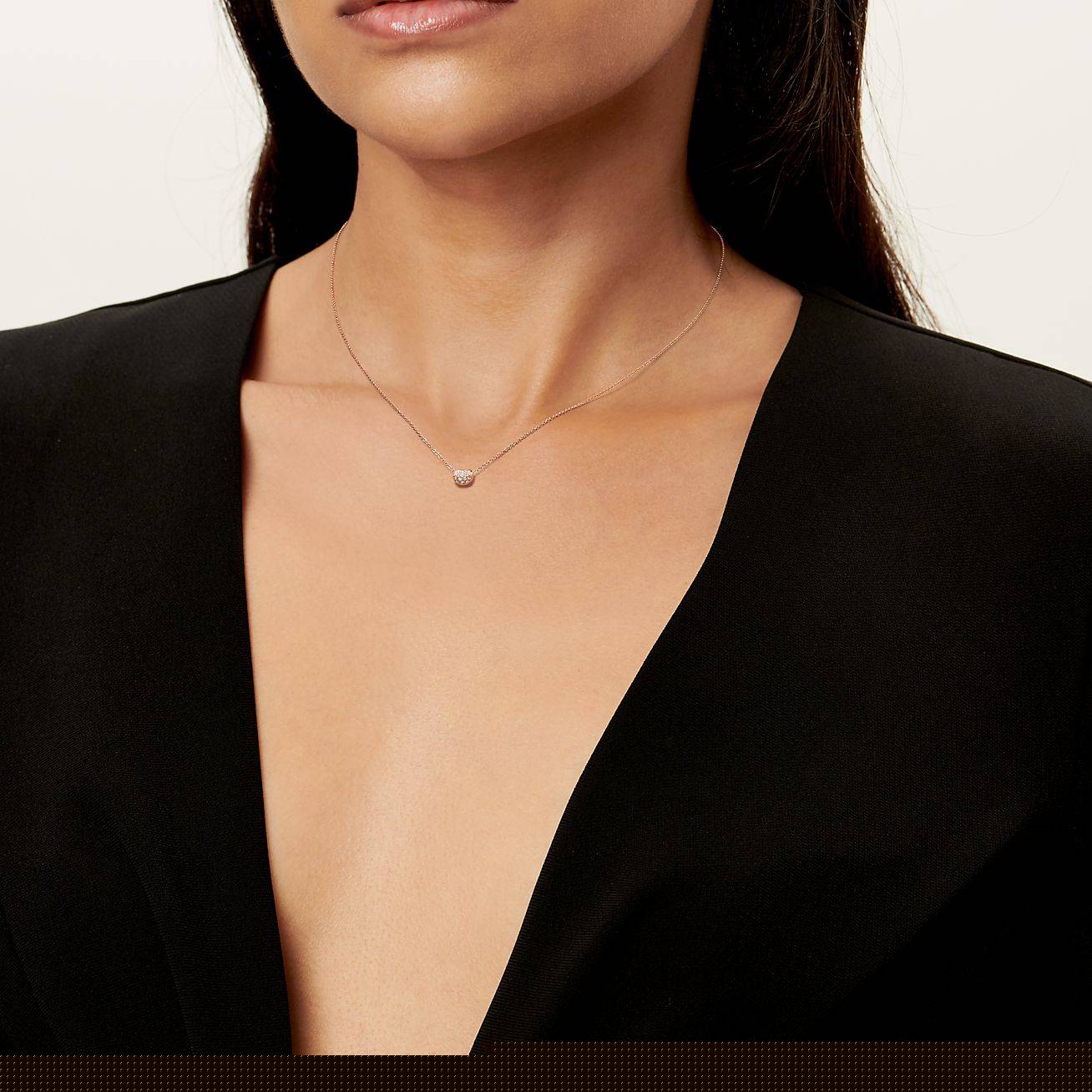 T*f*ny elsa peretti® bean® design pendant in rose gold with pavÉ diamonds, 6.5 mm
