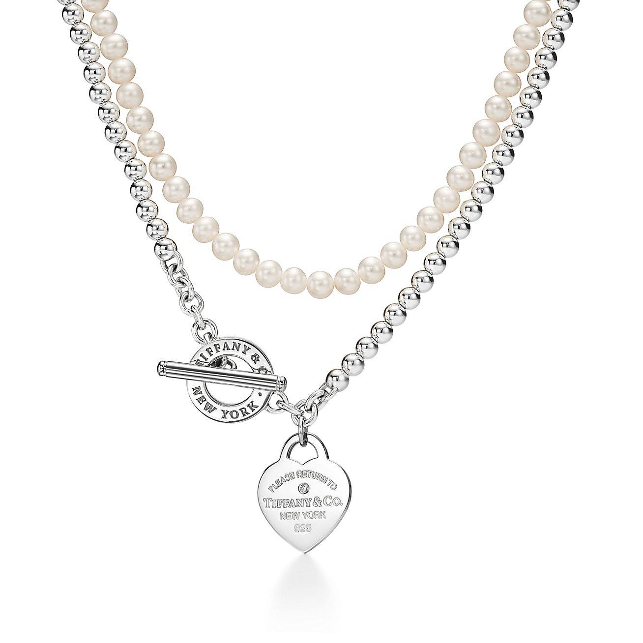 T*f*ny  return to T*f*ny® wrap necklace in silver with pearls and a diamond, small