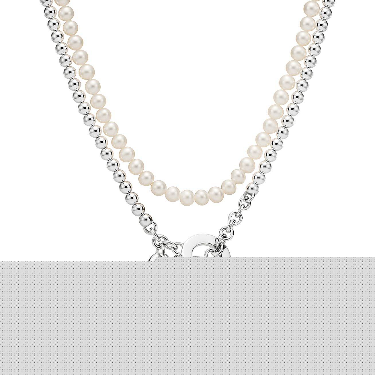 T*f*ny  return to T*f*ny® wrap necklace in silver with pearls and a diamond, small