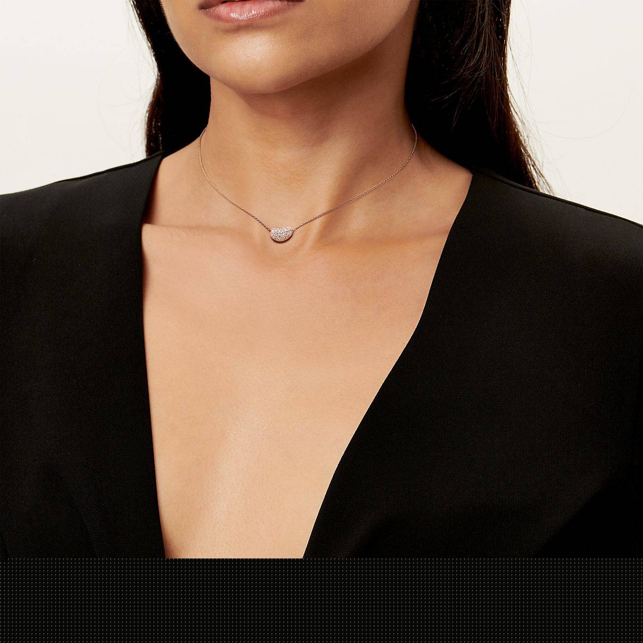 T*f*ny elsa peretti® bean® design pendant in rose gold with diamonds, 12 mm