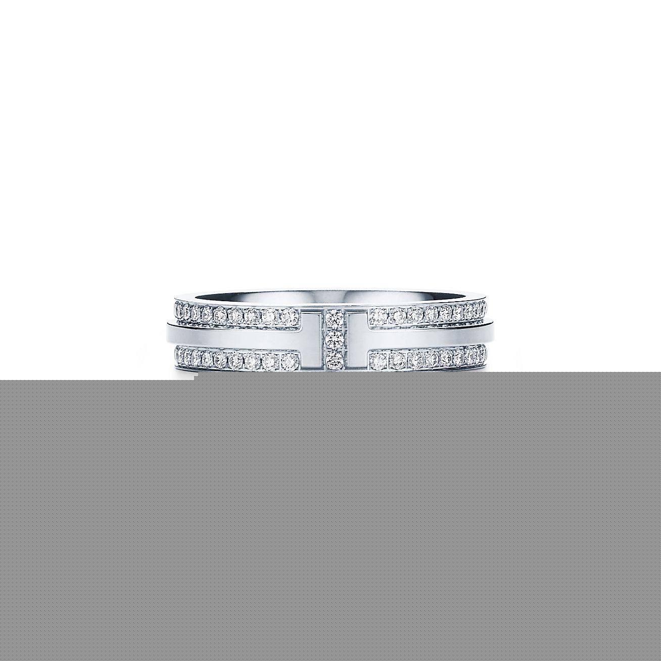T*f*ny t narrow pavé diamond ring in 18k white gold