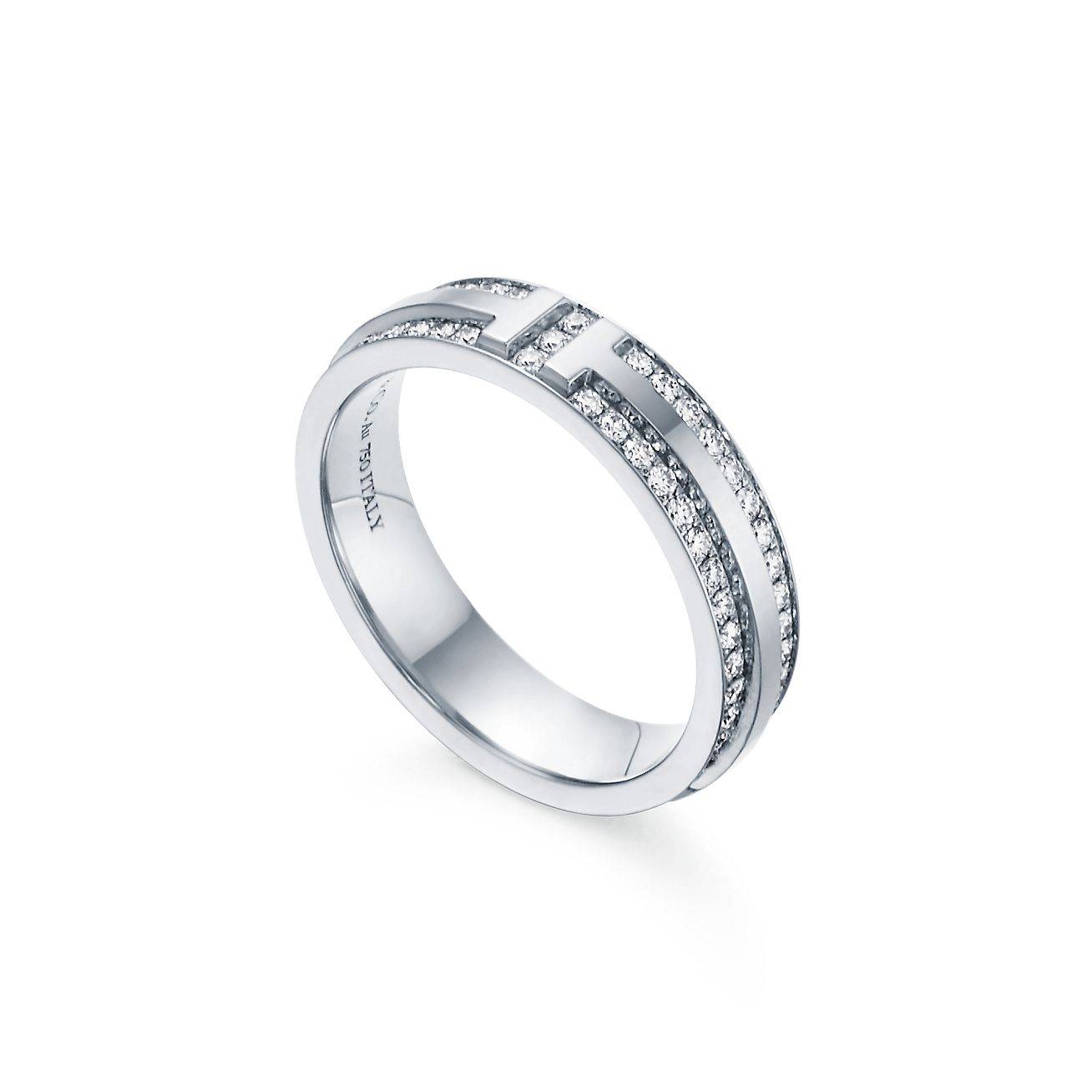 T*f*ny t narrow pavé diamond ring in 18k white gold