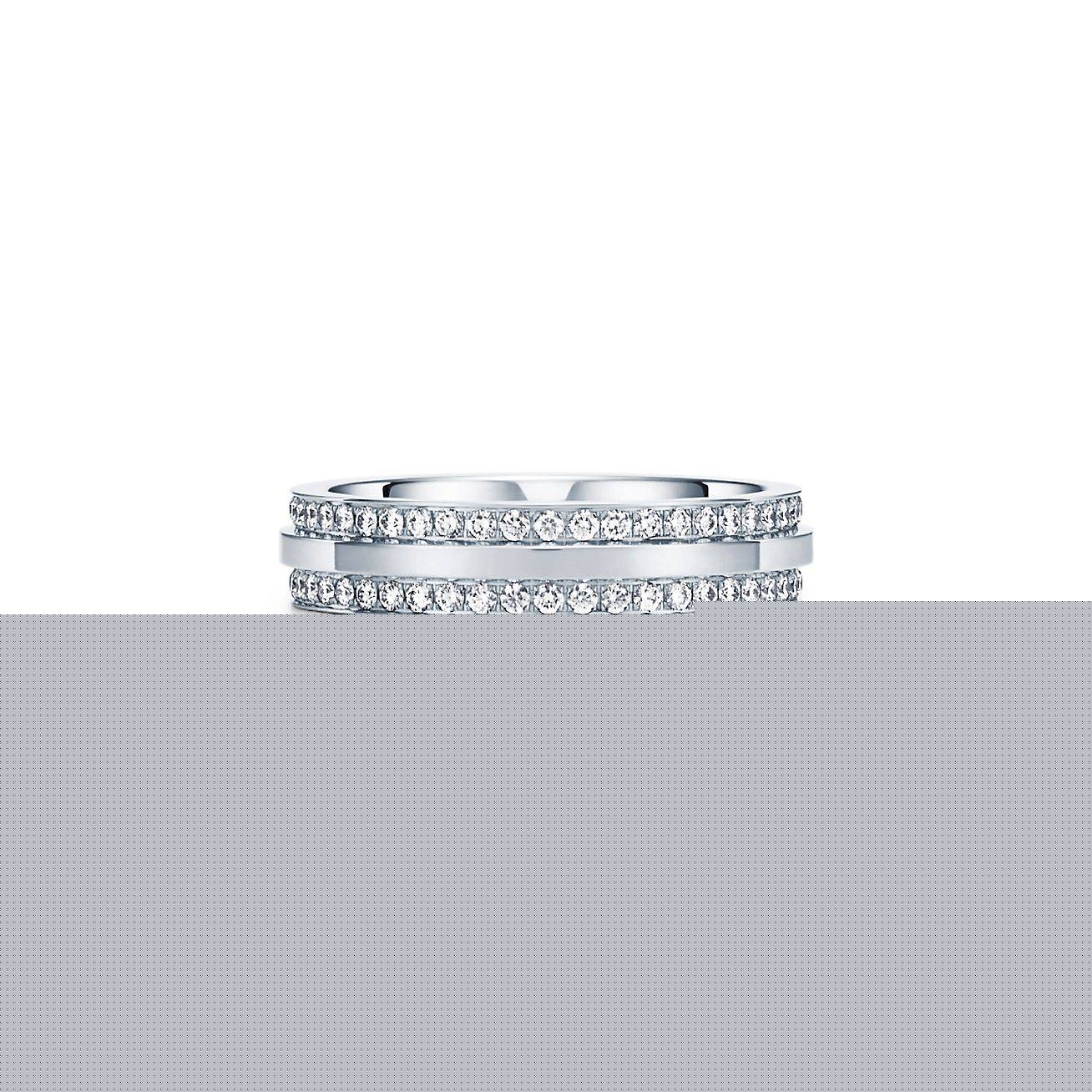 T*f*ny t narrow pavé diamond ring in 18k white gold