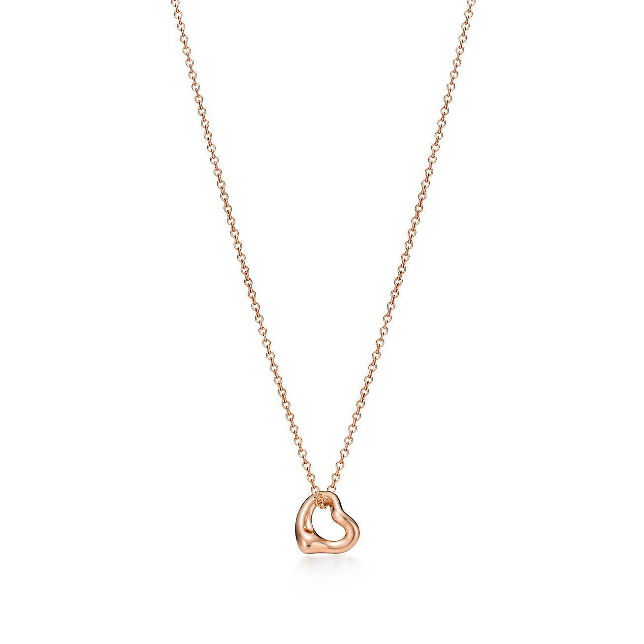 T*f*ny  elsa peretti® open heart pendant in rose gold, 7 mm