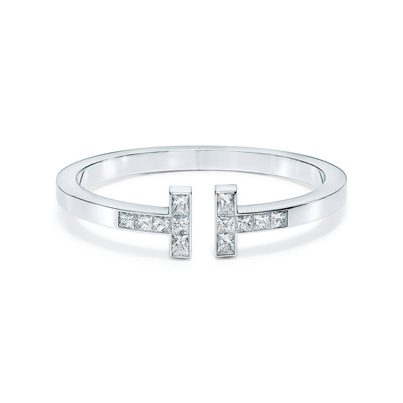 T*f*ny t princess-cut diamond square bracelet in 18k white gold