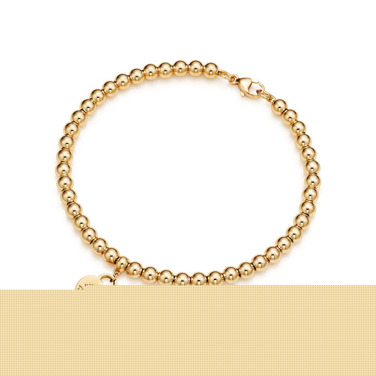 T*f*ny return to T*f*ny® heart tag bead bracelet in yellow gold