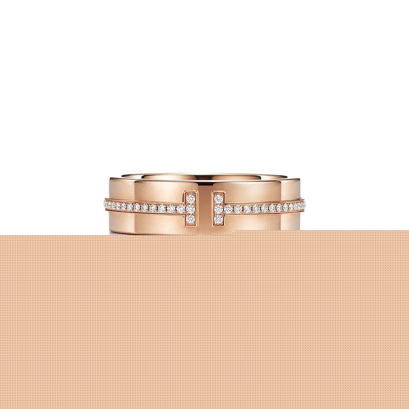 T*f*ny t wide diamond ring in 18k rose gold