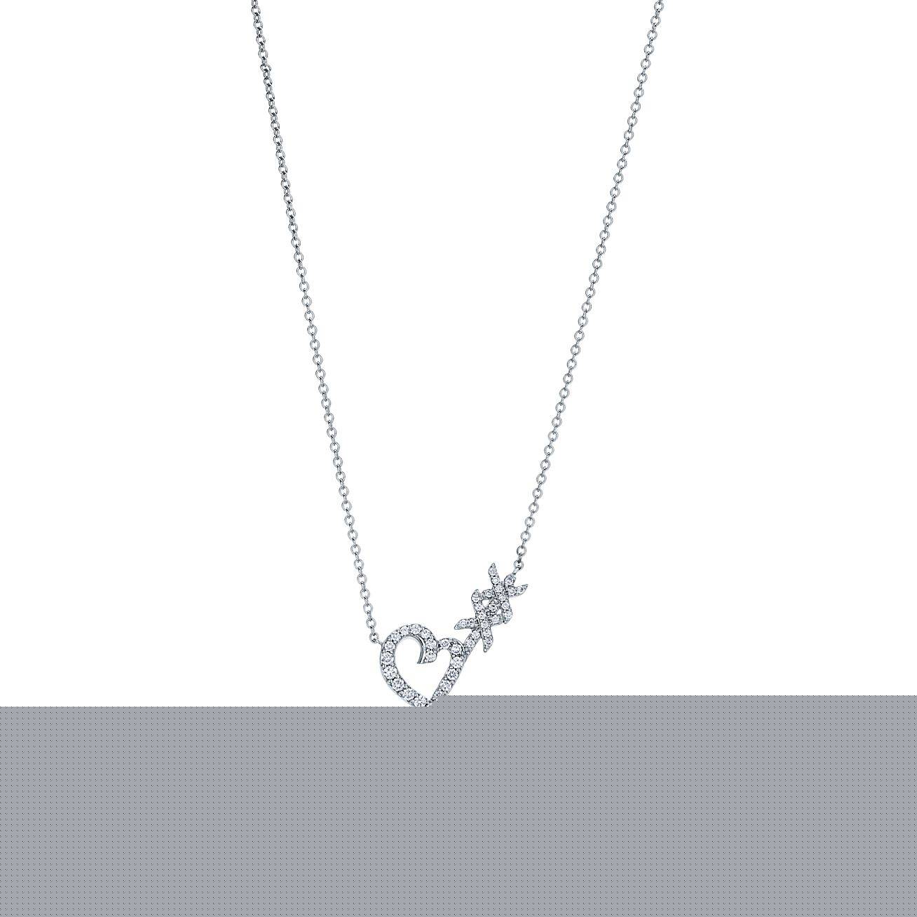 T*f*ny  palomas graffiti heart arrow pendant