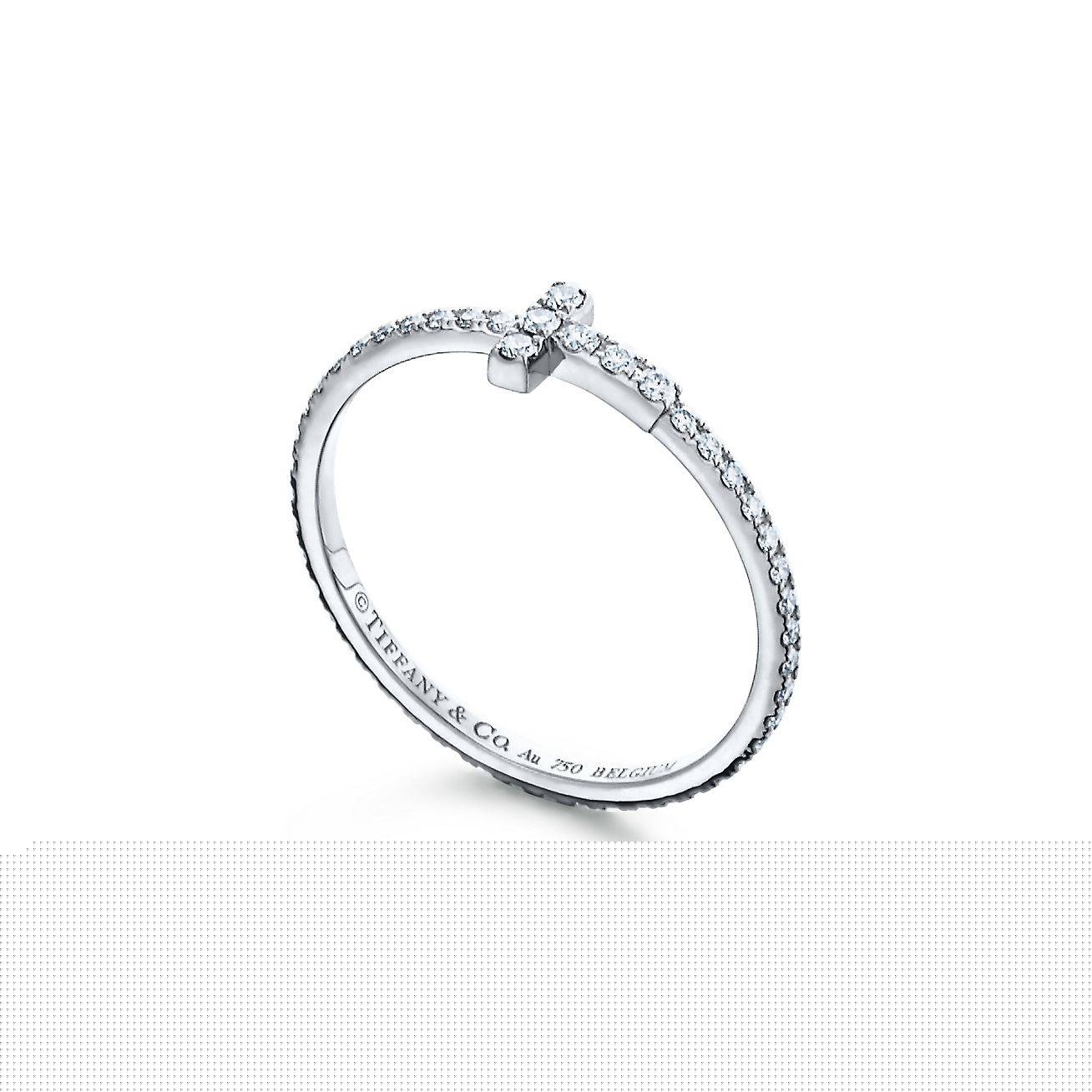 T*f*ny t diamond wire band ring in 18k white gold
