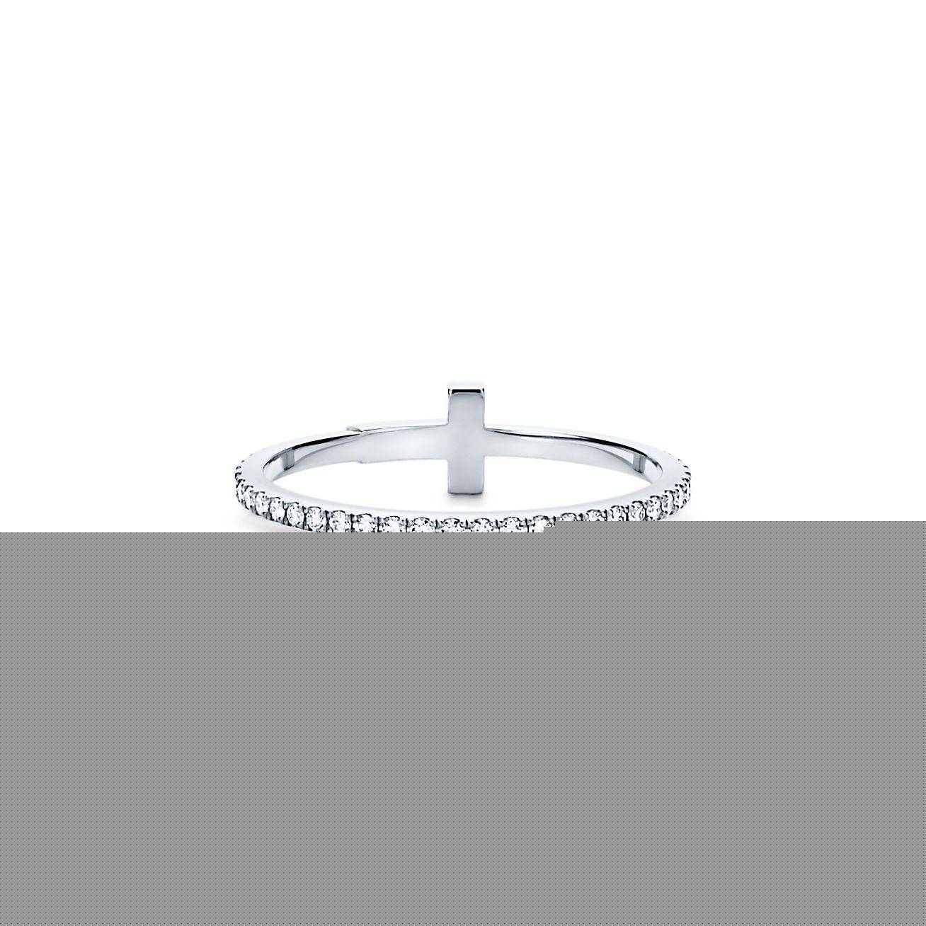 T*f*ny t diamond wire band ring in 18k white gold