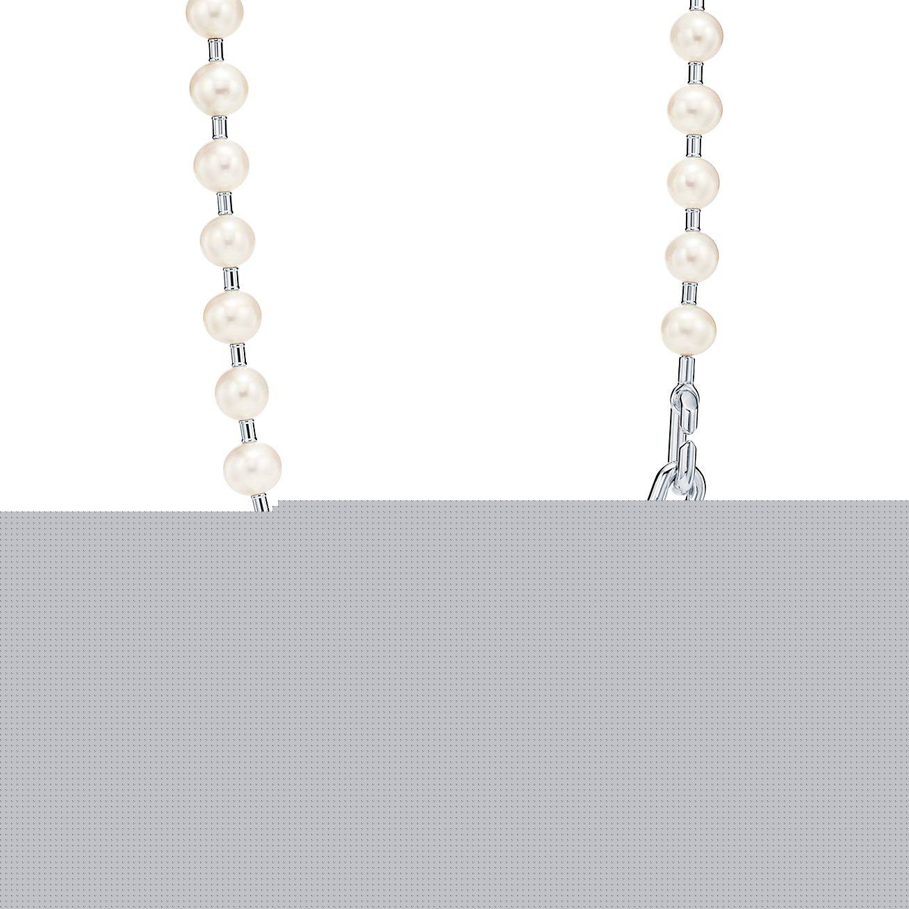T*f*ny hardwear freshwater pearl necklace in sterling silver, 16