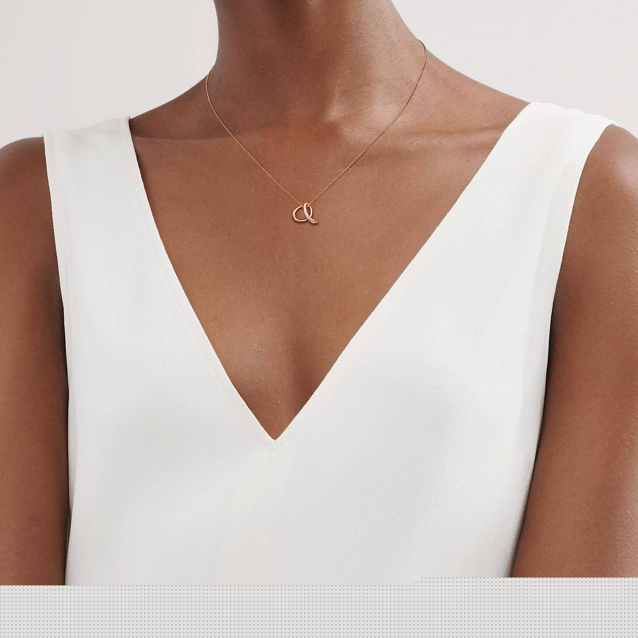 T*f*ny  elsa peretti® letter a pendant in 18k rose gold with diamonds