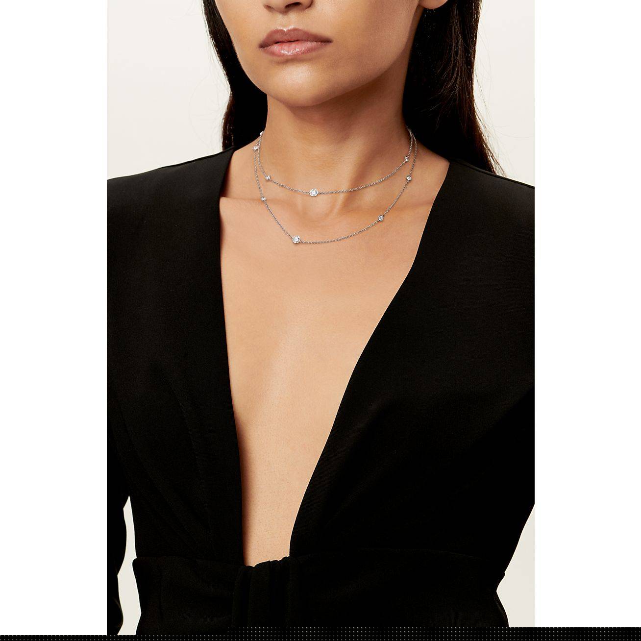 T*f*ny  elsa peretti® diamonds by the yard® sprinkle necklace in platinum with diamonds