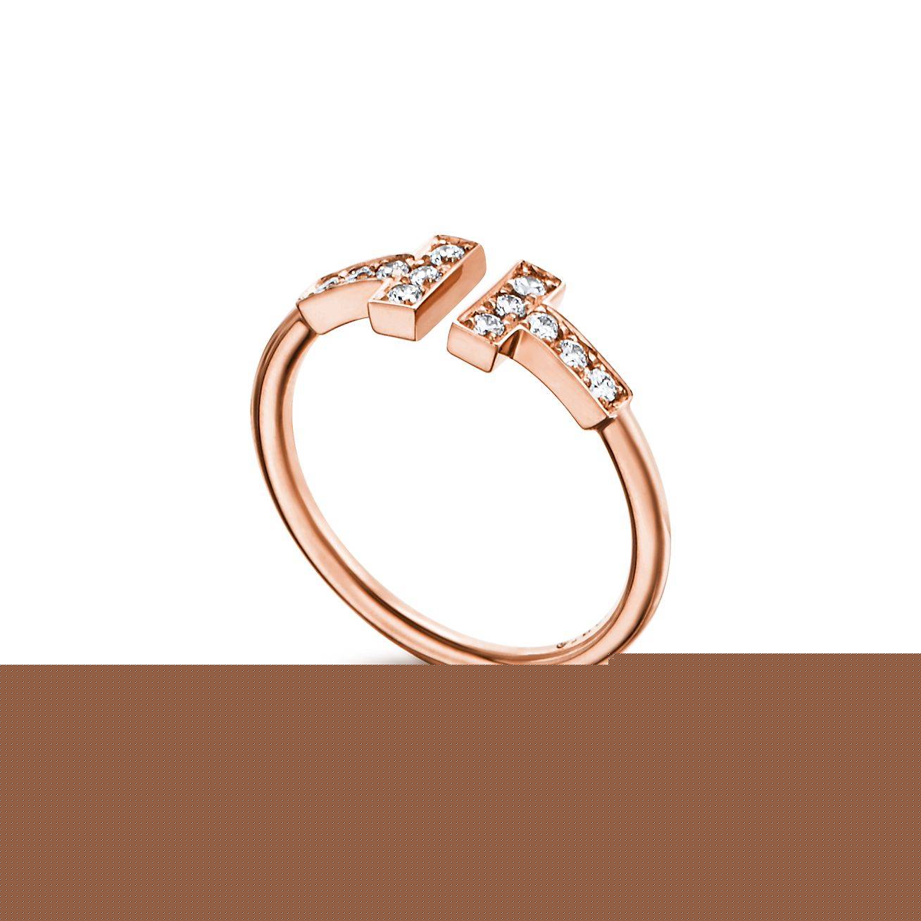 T*f*ny t diamond wire ring in 18k rose gold