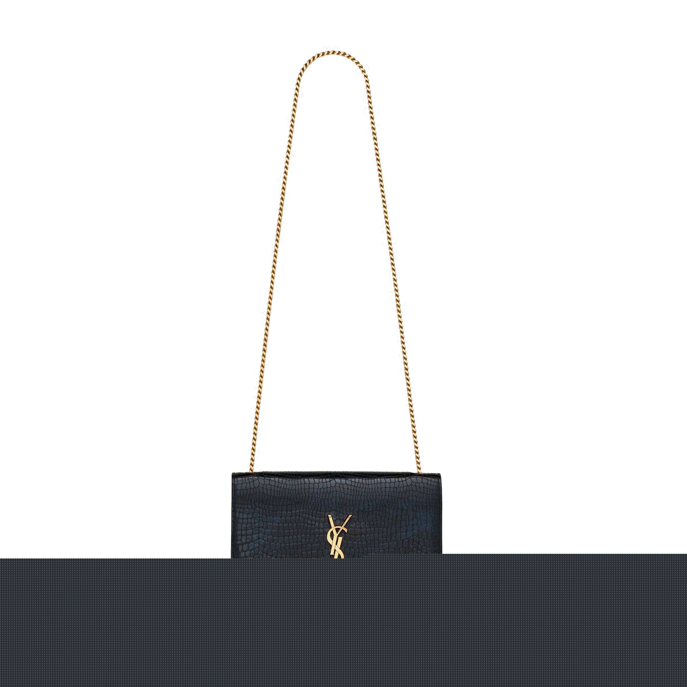 YSL KATE MEDIUM CHAIN BAG WITH TASSEL IN SHINY CROCODILE-EMBOSSED LEATHER 354119AAAY14083 (24*14.5*5.5cm)