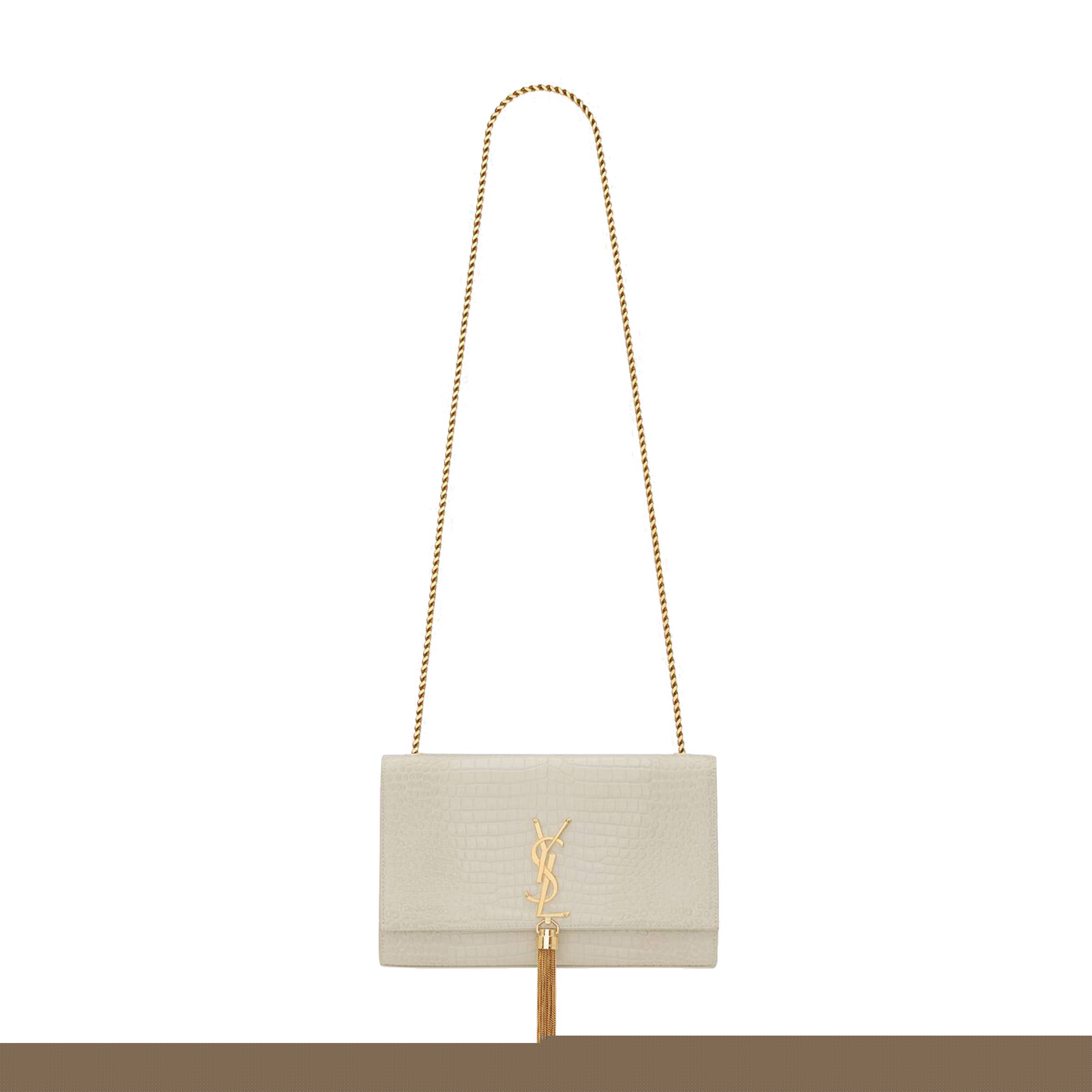 YSL KATE MEDIUM CHAIN BAG WITH TASSEL IN CROCODILE-EMBOSSED SHINY LEATHER 354119DND0J9207 (24*14.5*5.5cm)