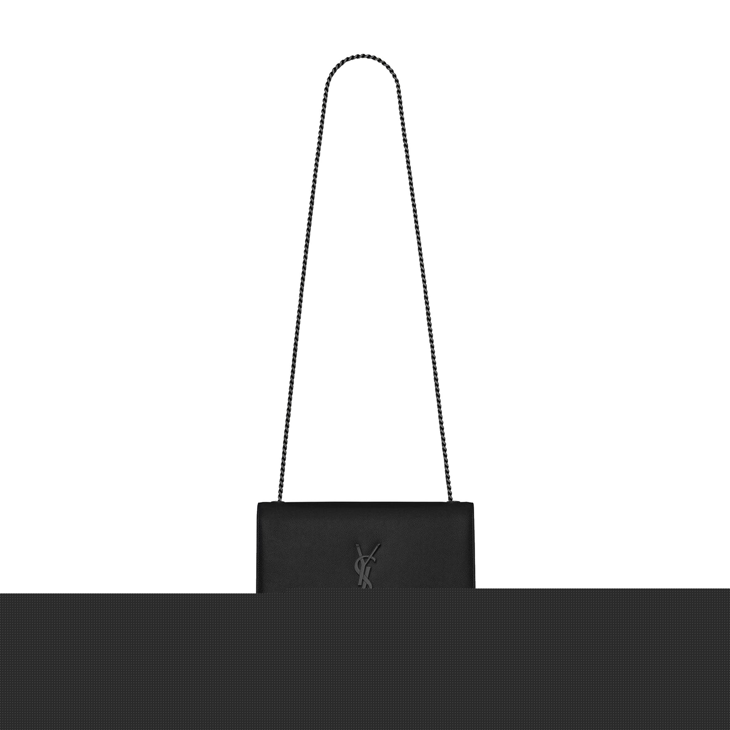 YSL KATE MEDIUM CHAIN BAG IN GRAIN DE POUDRE EMBOSSED LEATHER 364021BOW0U1000 (24*14.5*5.5cm)