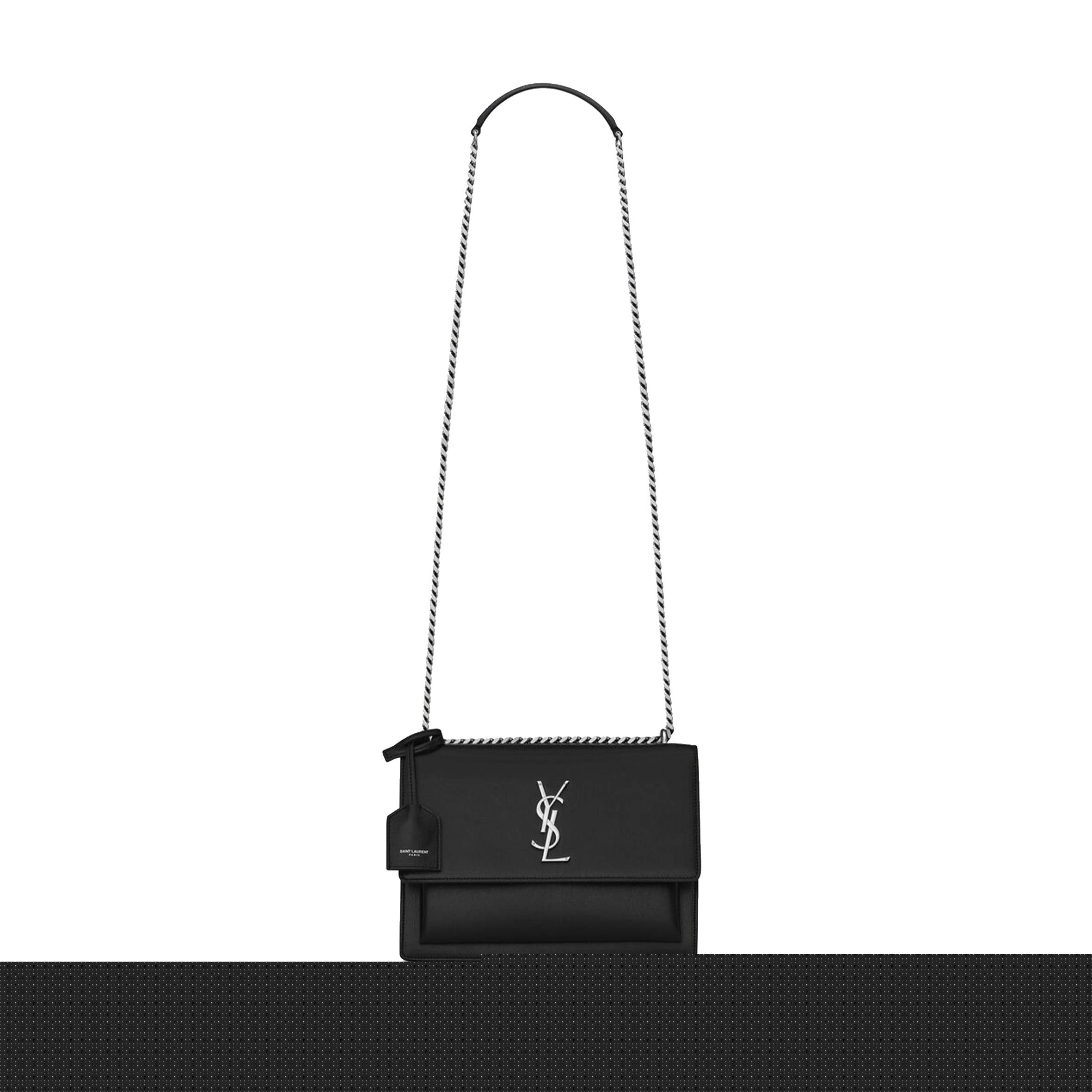 YSL SUNSET MEDIUM CHAIN BAG IN SMOOTH LEATHER 442906D420N1000 (22*16*6.5cm)