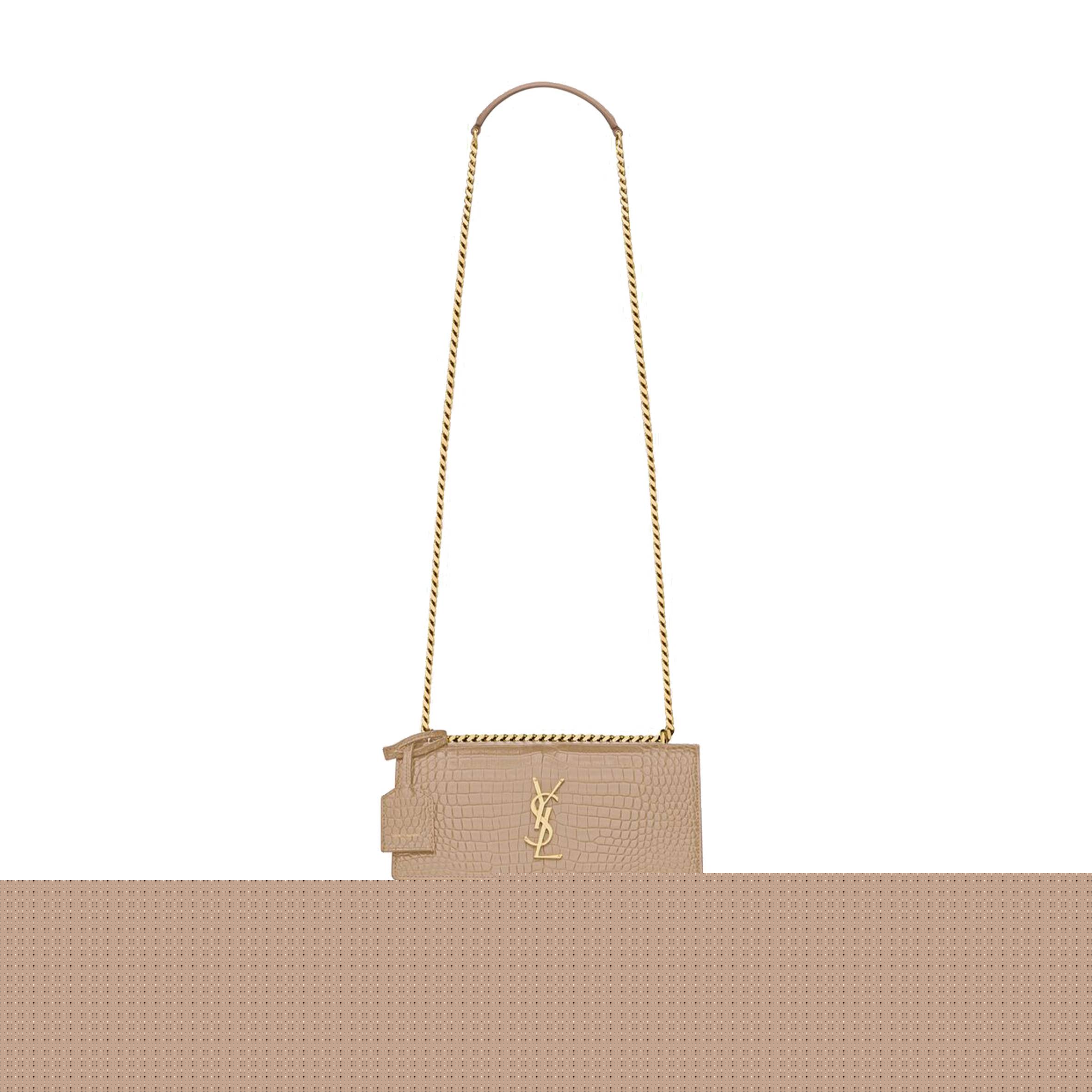 YSL SUNSET MEDIUM CHAIN BAG IN CROCODILE-EMBOSSED SHINY LEATHER 442906DND0J2721 (22*16*6.5cm)