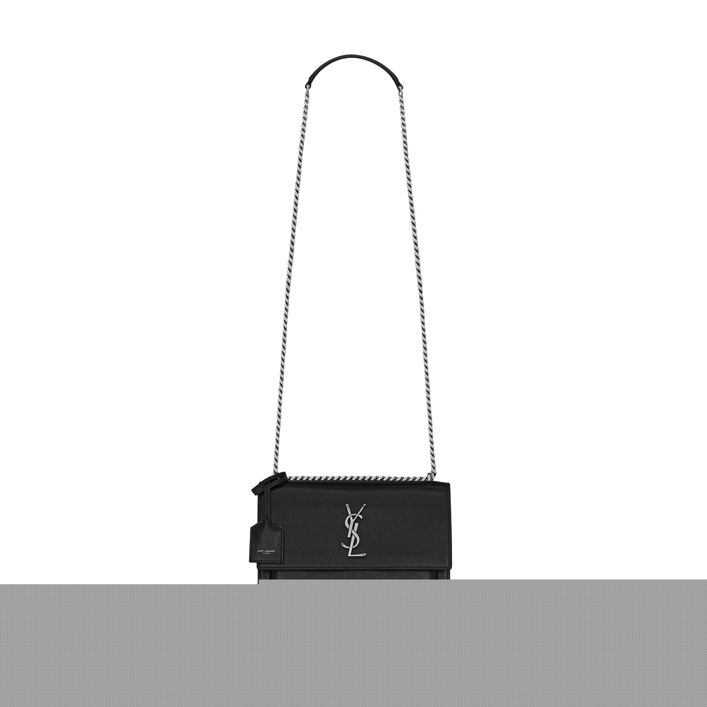 YSL SUNSET MEDIUM CHAIN BAG IN COATED BARK LEATHER 442906H3Z0N1000 (22*16*6.5cm)