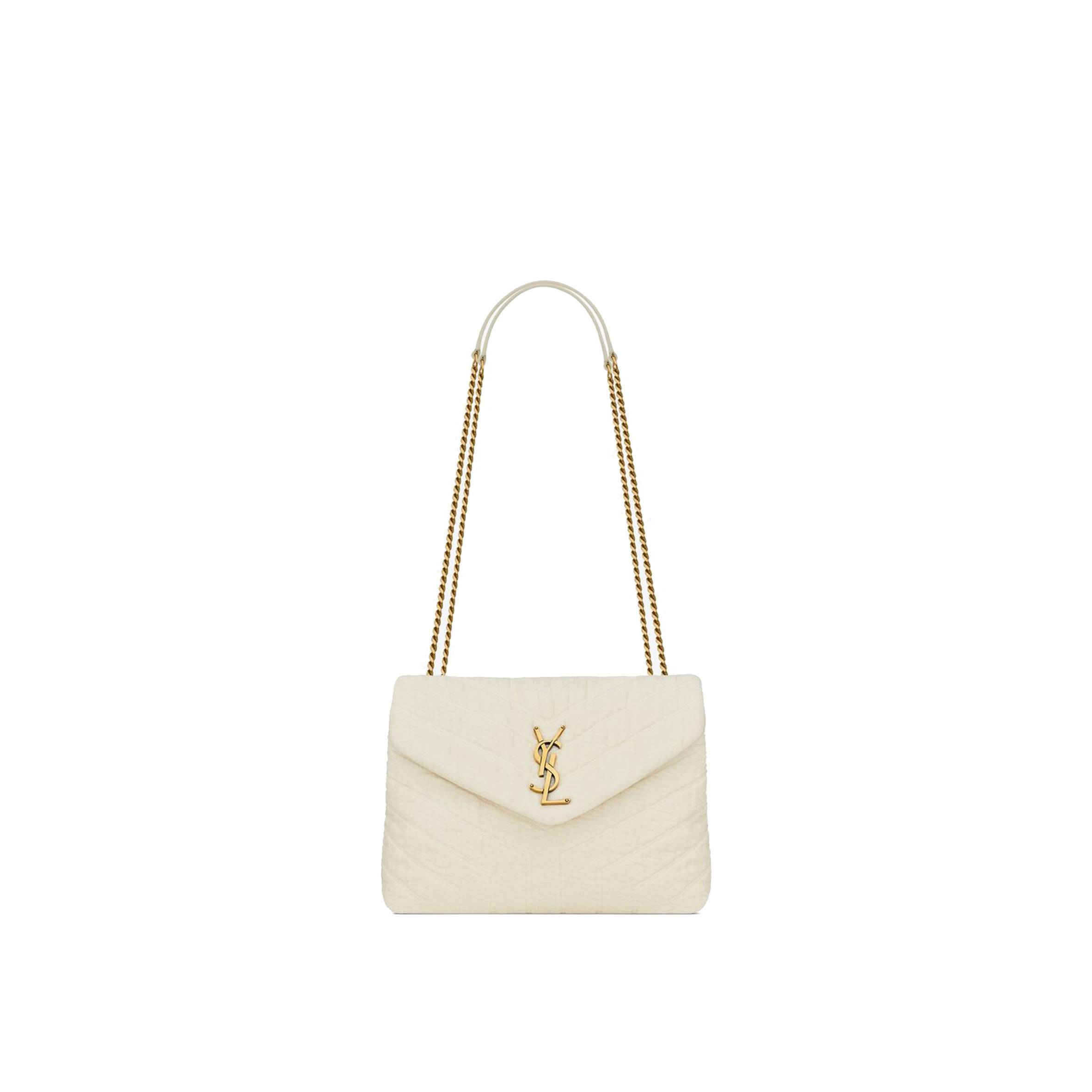 YSL LOULOU SMALL IN QUILTED "Y" COTTON 494699FABQ99133 (23*17*9cm)