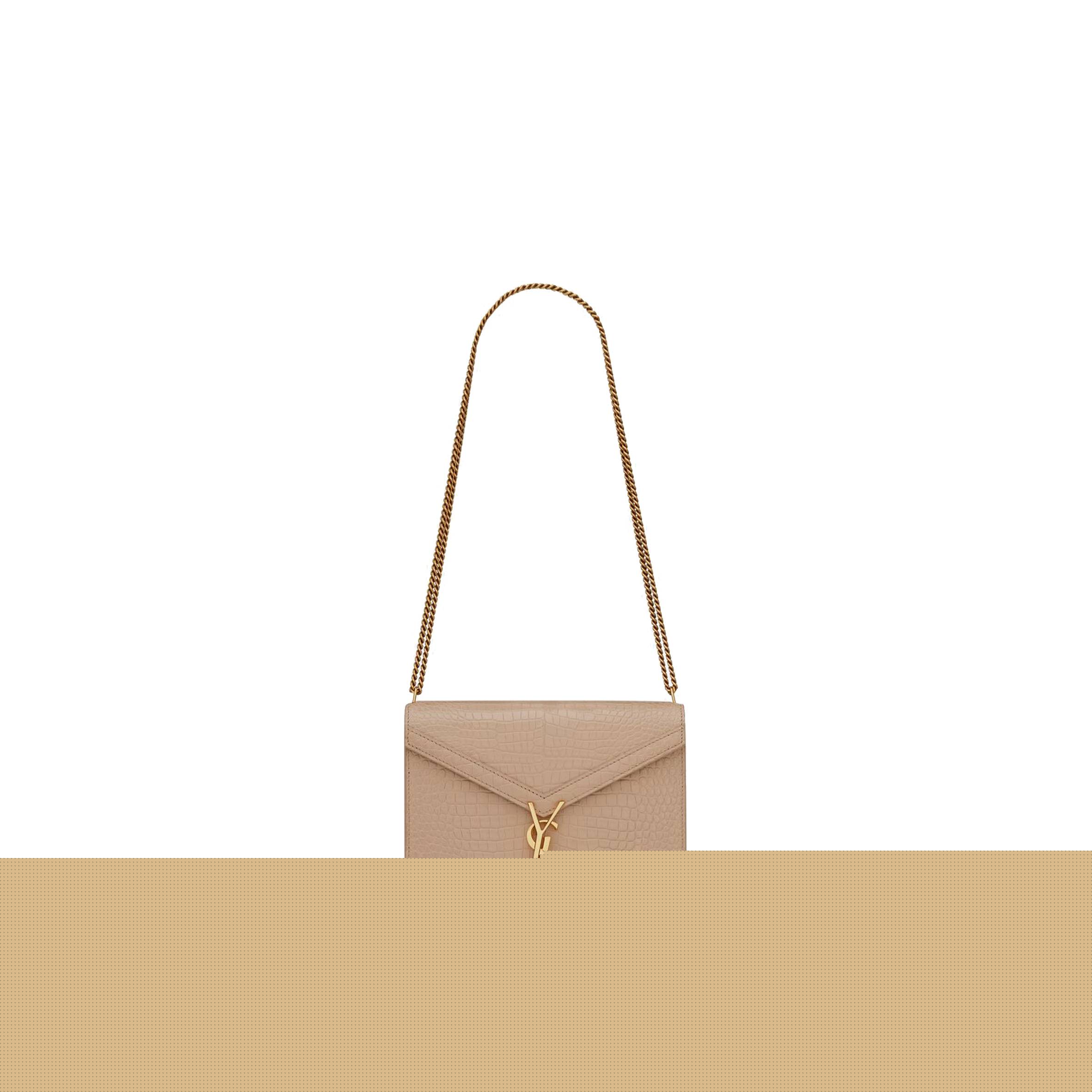 YSL CASSANDRA MEDIUM CHAIN BAG IN CROCODILE-EMBOSSED SHINY LEATHER 532750DND0J2721 (22*16.5*5.5cm)