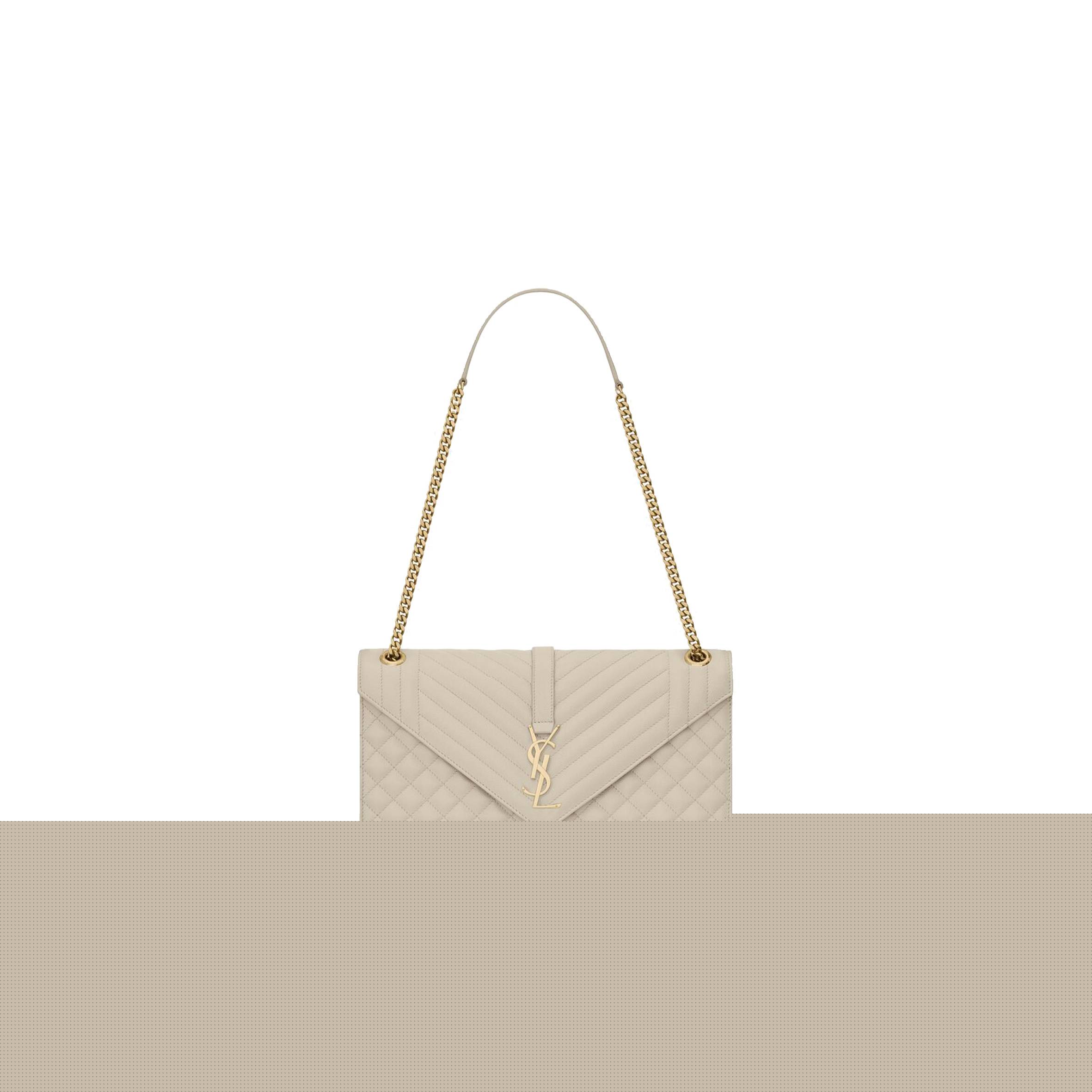 YSL ENVELOPE LARGE BAG IN MIX MATELASS&EACUTE; GRAIN DE POUDRE EMBOSSED LEATHER 600166BOW919207 (31*22*7.5cm)