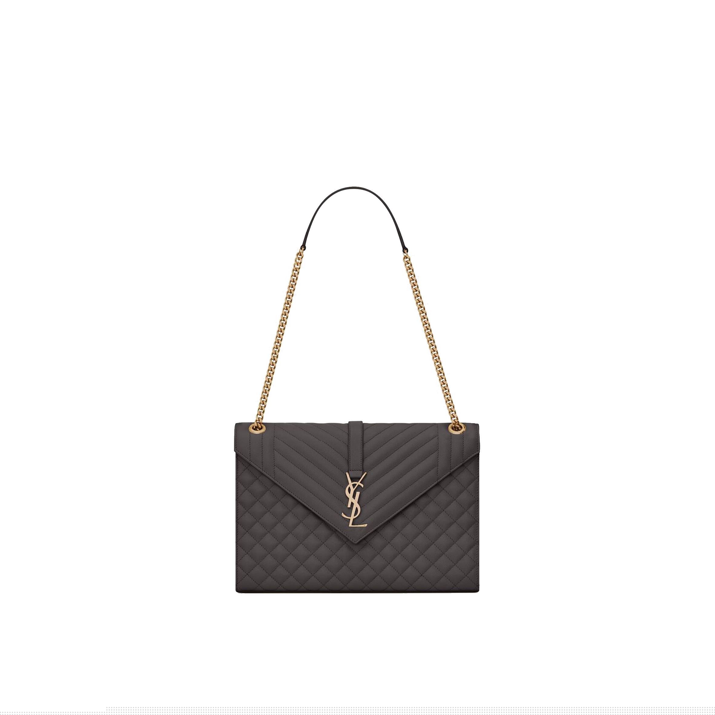 YSL ENVELOPPE LARGE BAG IN MIX MATELASS&EACUTE; GRAIN DE POUDRE EMBOSSED LEATHER 600166BOW971112 (31*22*7.5cm)