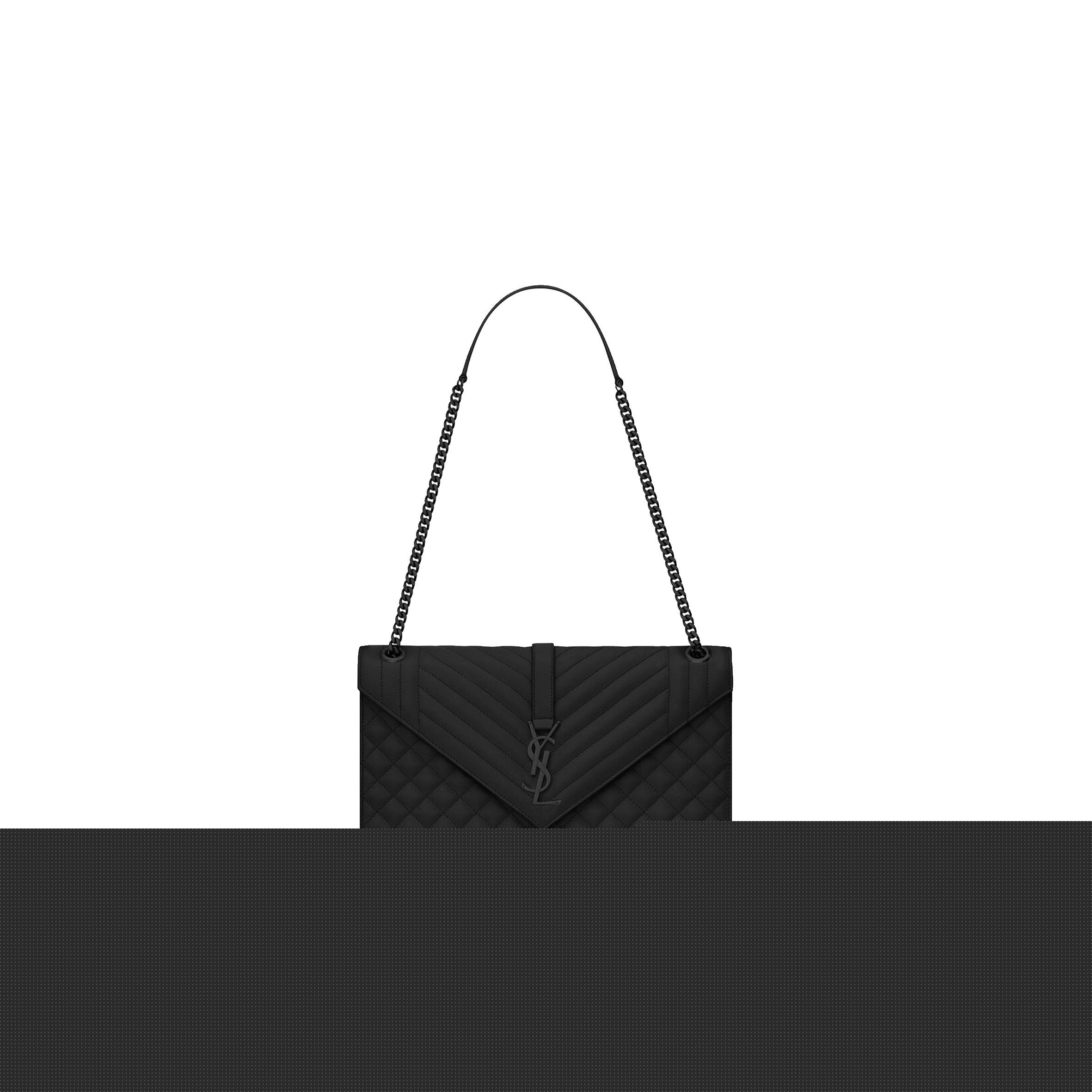 YSL ENVELOPE LARGE BAG IN MIX MATELASS&EACUTE; GRAIN DE POUDRE EMBOSSED LEATHER 600166BOW981000 (31*22*7.5cm)