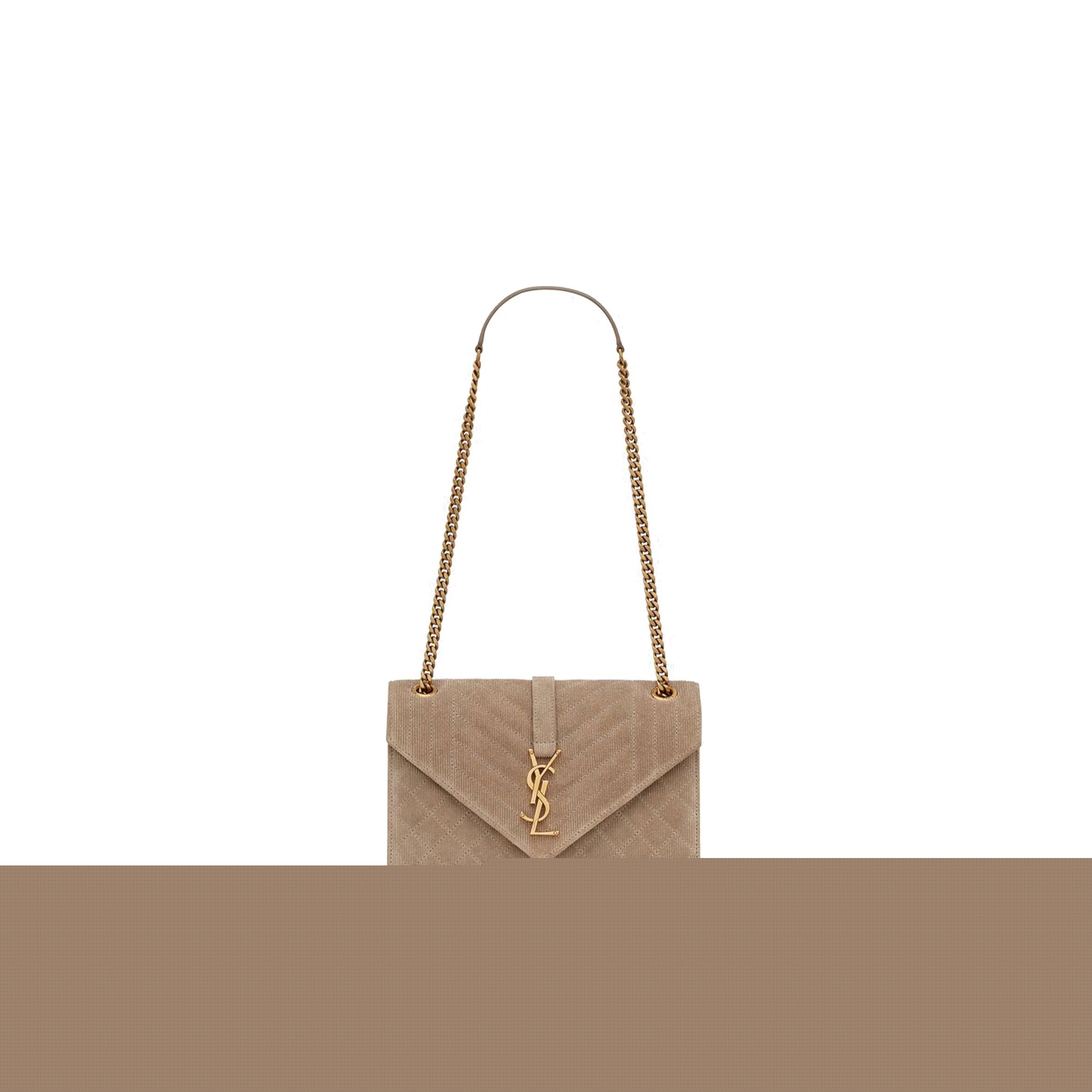 YSL ENVELOPE MEDIUM CHAIN BAG IN MIX MATELASS&EACUTE; CORDUROY 600185AAAOK2826 (24*17.5*6cm)