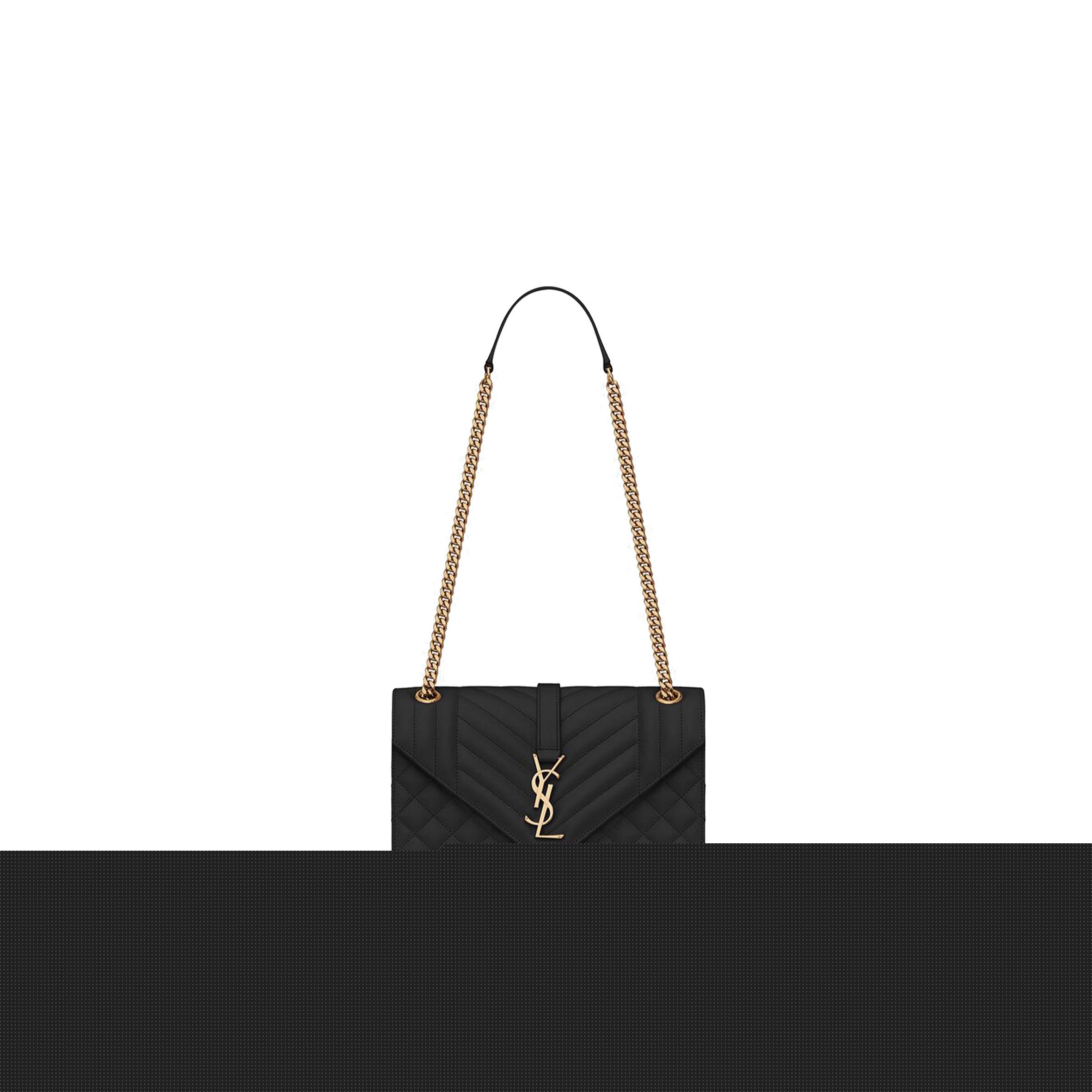 YSL ENVELOPE MEDIUM CHAIN BAG IN MIX MATELASS&EACUTE; GRAIN DE POUDRE EMBOSSED LEATHER 600185BOW911000 (24*17.5*6cm)