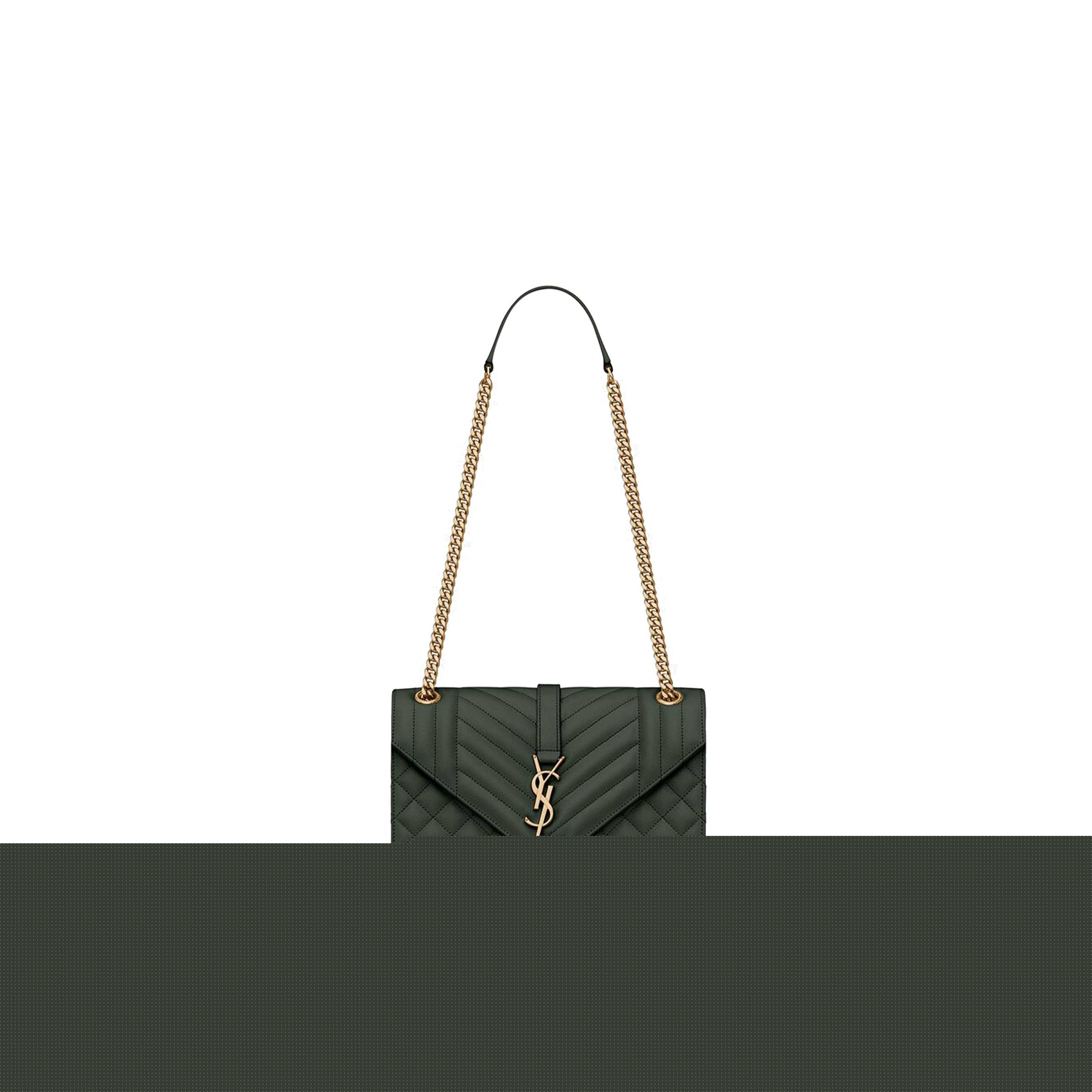 YSL ENVELOPE MEDIUM CHAIN BAG IN MIX MATELASS&EACUTE; GRAIN DE POUDRE EMBOSSED LEATHER 600185BOW913045 (24*17.5*6cm)