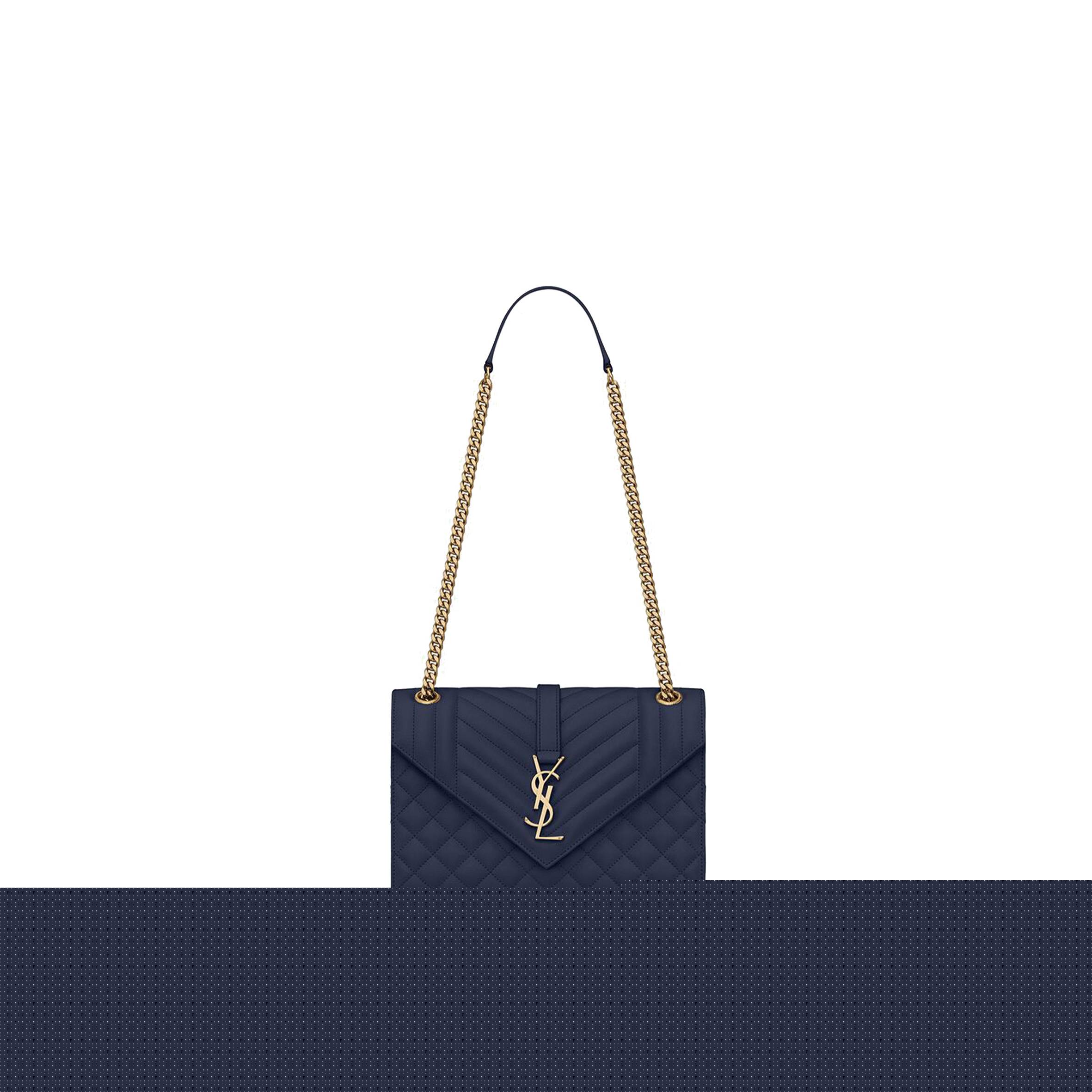 YSL ENVELOPE MEDIUM CHAIN BAG IN MIX MATELASS&EACUTE; GRAIN DE POUDRE EMBOSSED LEATHER 600185BOW914147 (24*17.5*6cm)