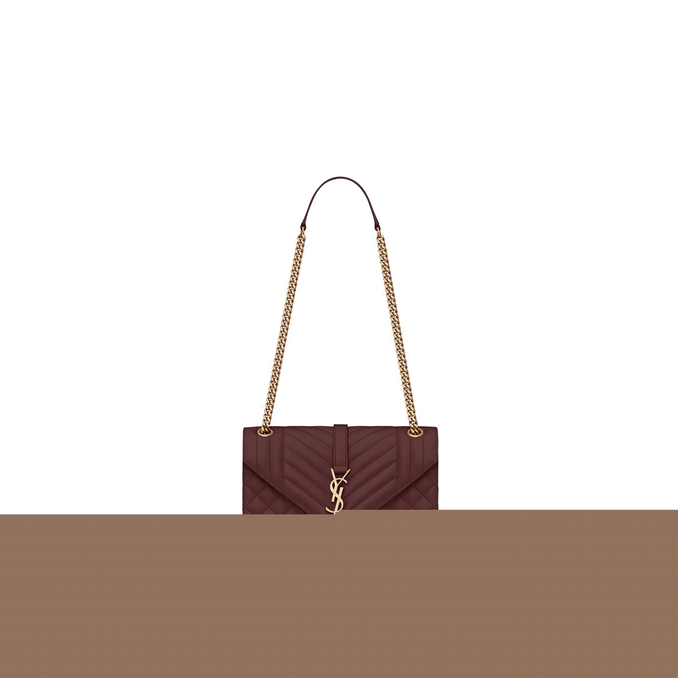 YSL ENVELOPE MEDIUM CHAIN BAG IN MIX MATELASS&EACUTE; GRAIN DE POUDRE EMBOSSED LEATHER 600185BOW916475 (24*17.5*6cm)