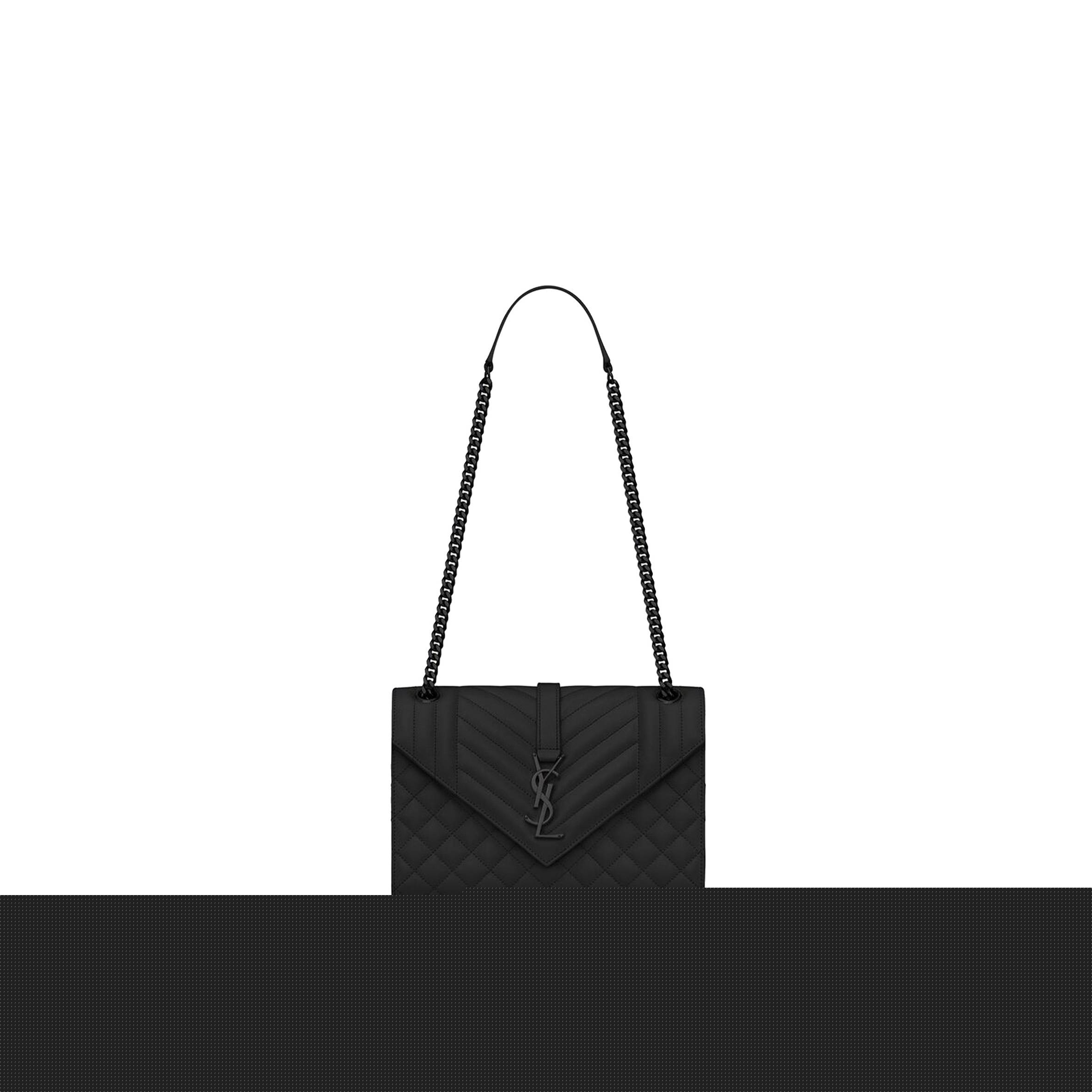 YSL ENVELOPE MEDIUM CHAIN BAG IN MIX MATELASS&EACUTE; GRAIN DE POUDRE EMBOSSED LEATHER 600185BOW981000 (24*17.5*6cm)