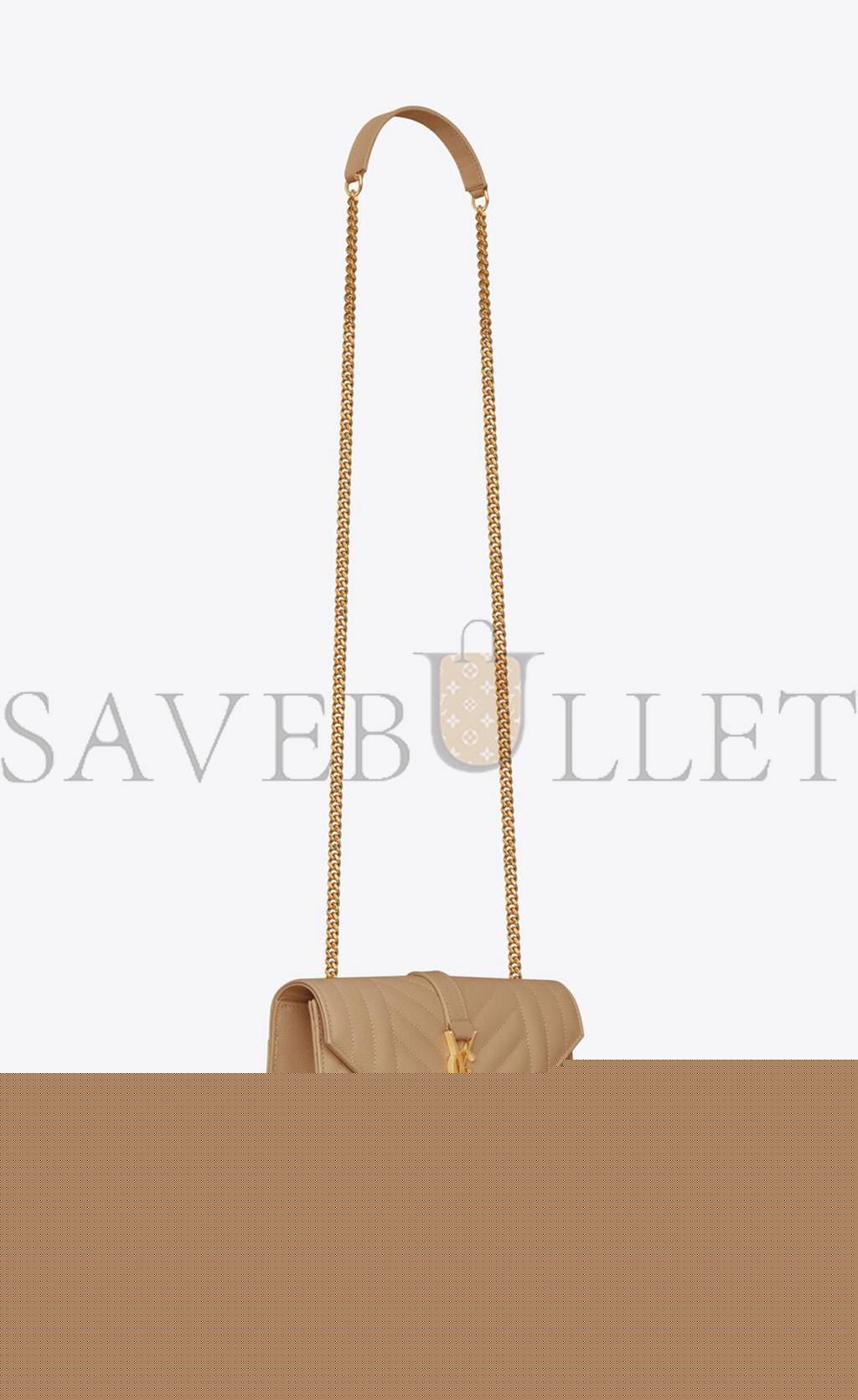 YSL ENVELOPE SMALL BAG IN MIX MATELASSÉ GRAIN DE POUDRE EMBOSSED LEATHER 600195BOW912346 (21*13*6cm)