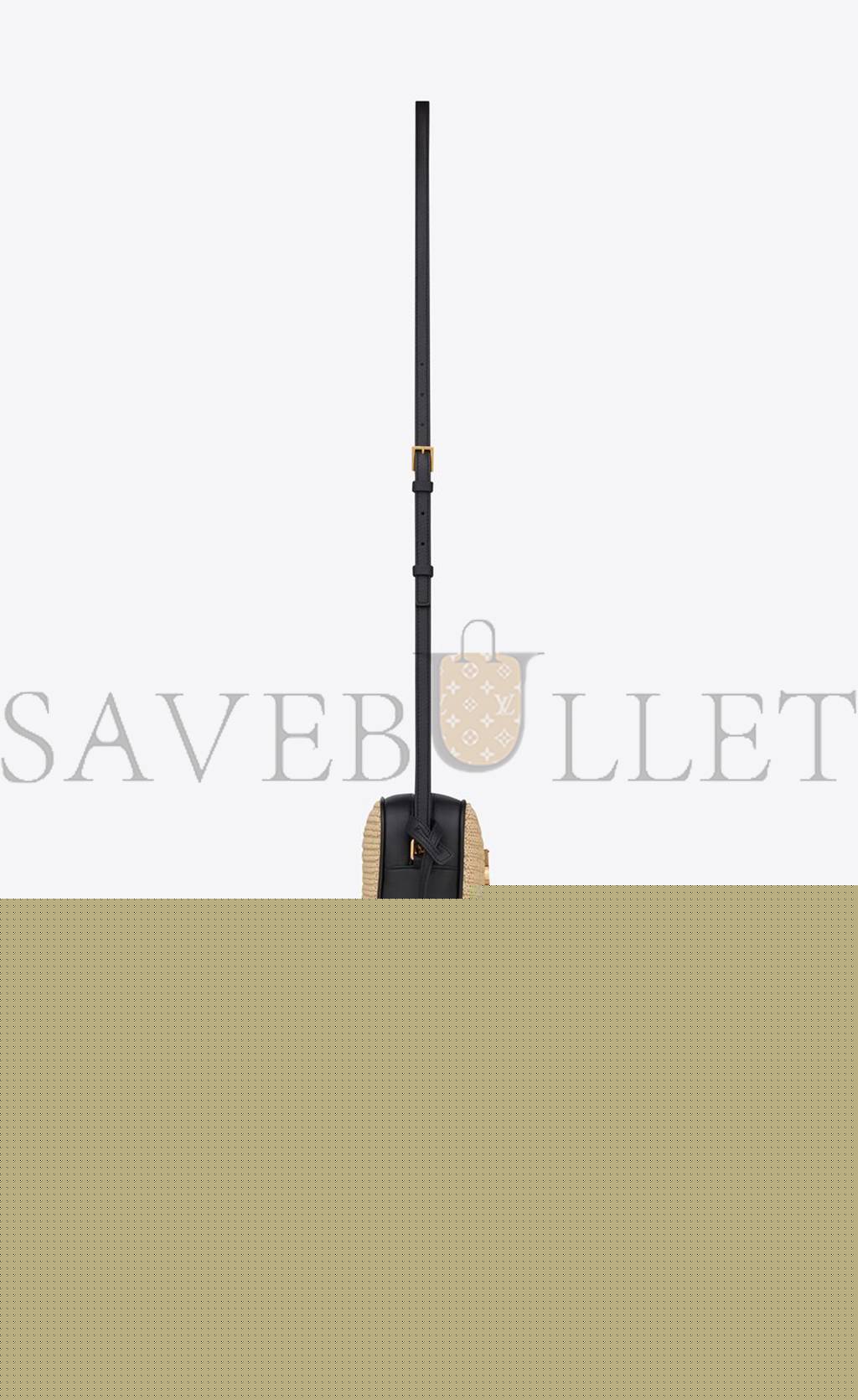 YSL LOU CAMERA BAG IN RAFFIA AND SMOOTH LEATHER 6125429OBEW7070 (23*16*6cm)