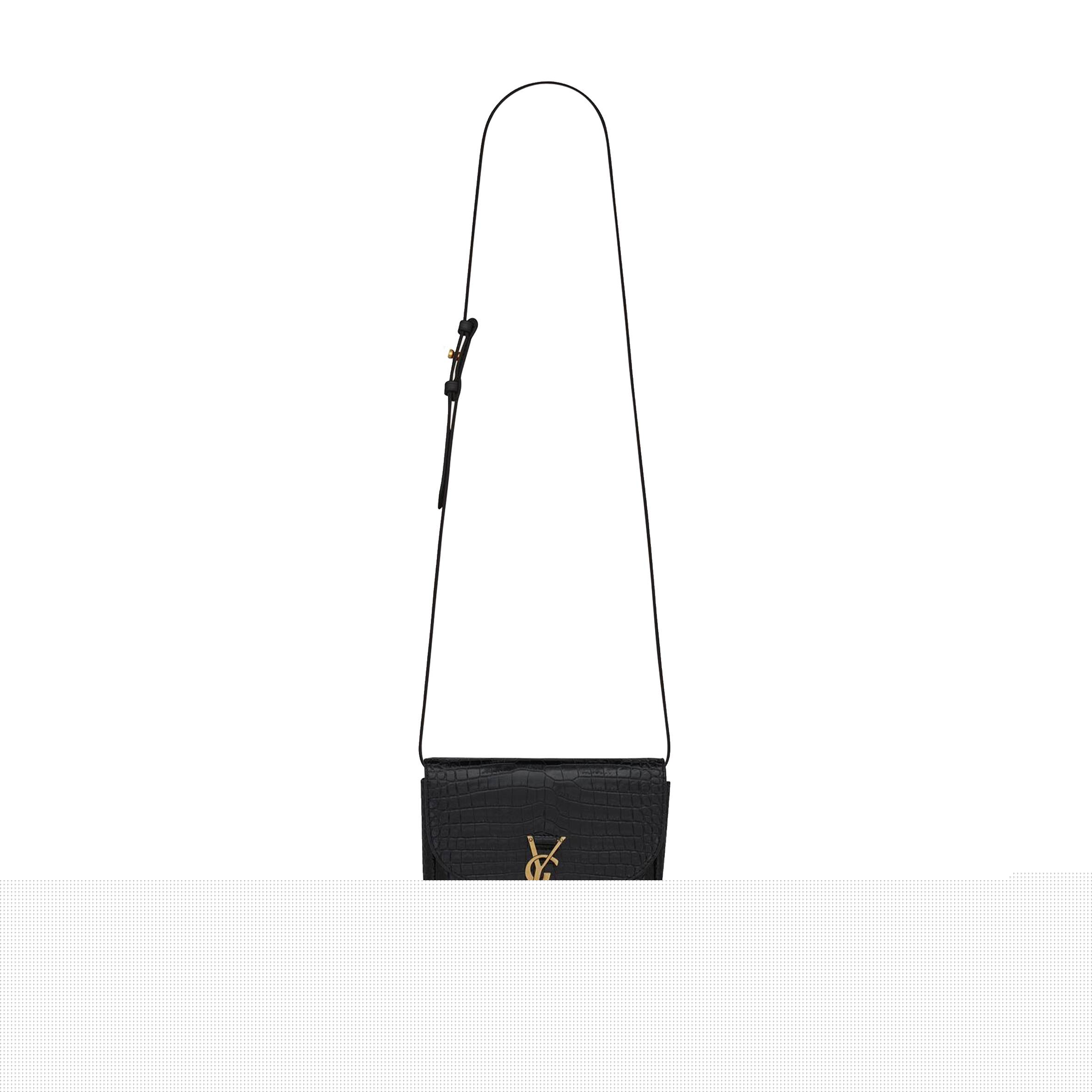 YSL KAIA SMALL SATCHEL IN SHINY CROCODILE-EMBOSSED LEATHER 619740DND0W1000 (18*15.5*5.5cm)