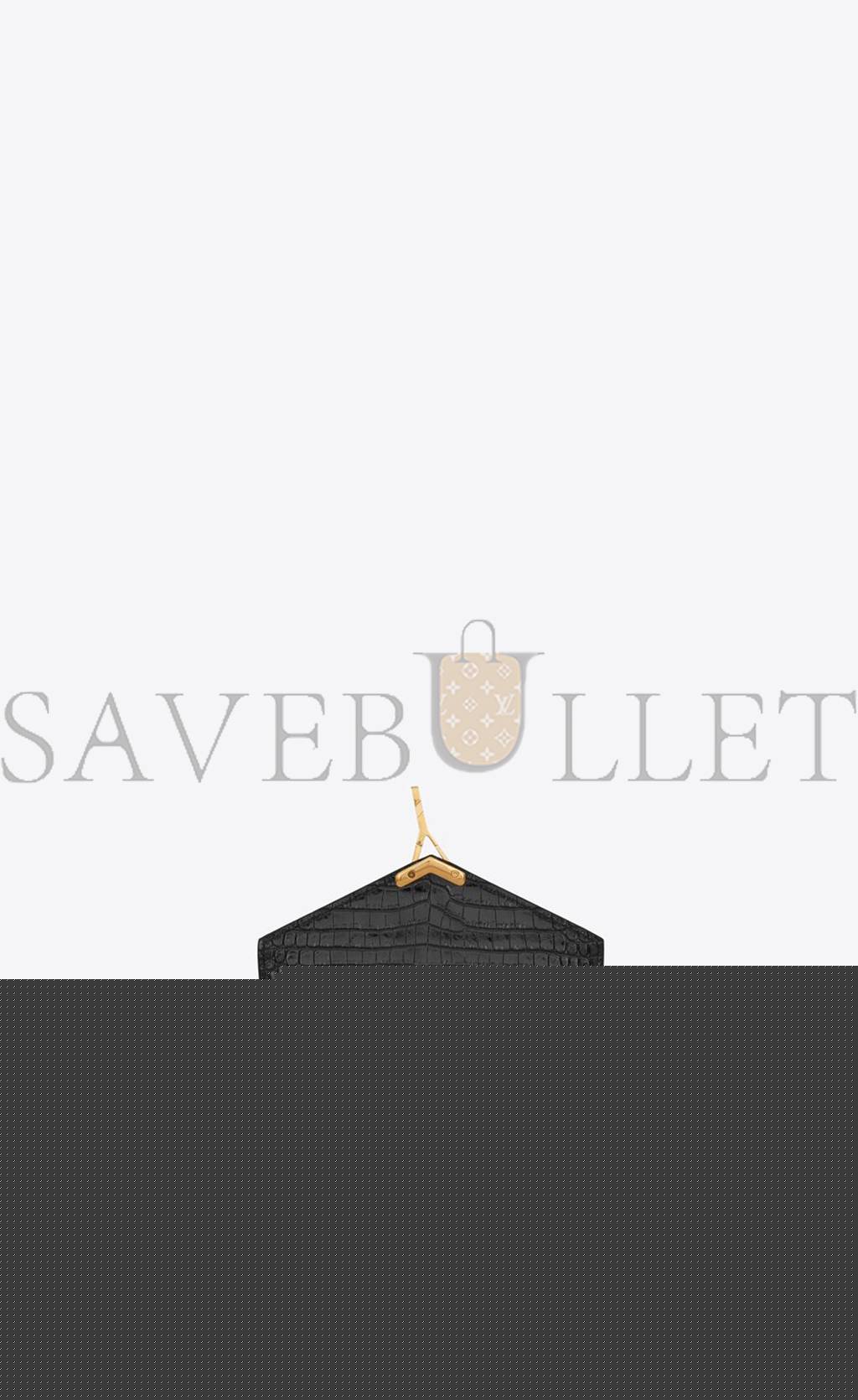 YSL CASSANDRA MINI TOP HANDLE BAG IN CROCODILE-EMBOSSED SHINY LEATHER 623930DND0J1000 (20*16*7.5cm)