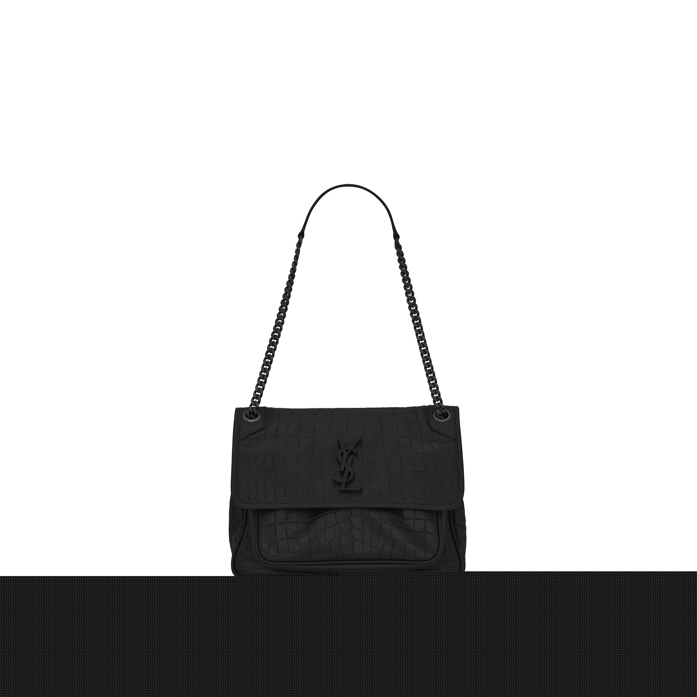 YSL NIKI MEDIUM CHAIN BAG IN CROCODILE-EMBOSSED LEATHER 6331501K00U1000 (28*20*8.5cm)