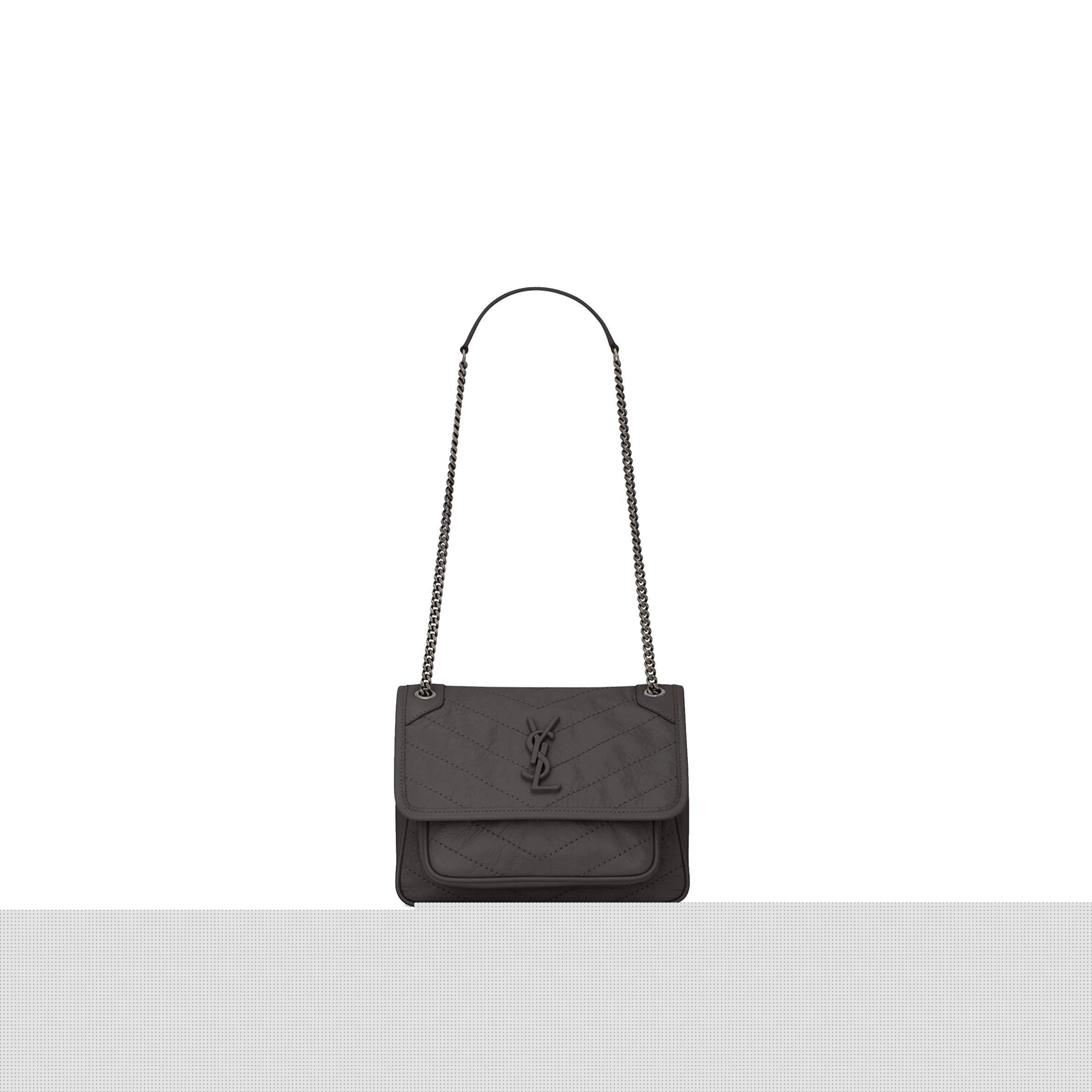 YSL NIKI BABY CHAIN BAG IN CRINKLED VINTAGE LEATHER 6331600EN041112 (21*16*7.5cm)